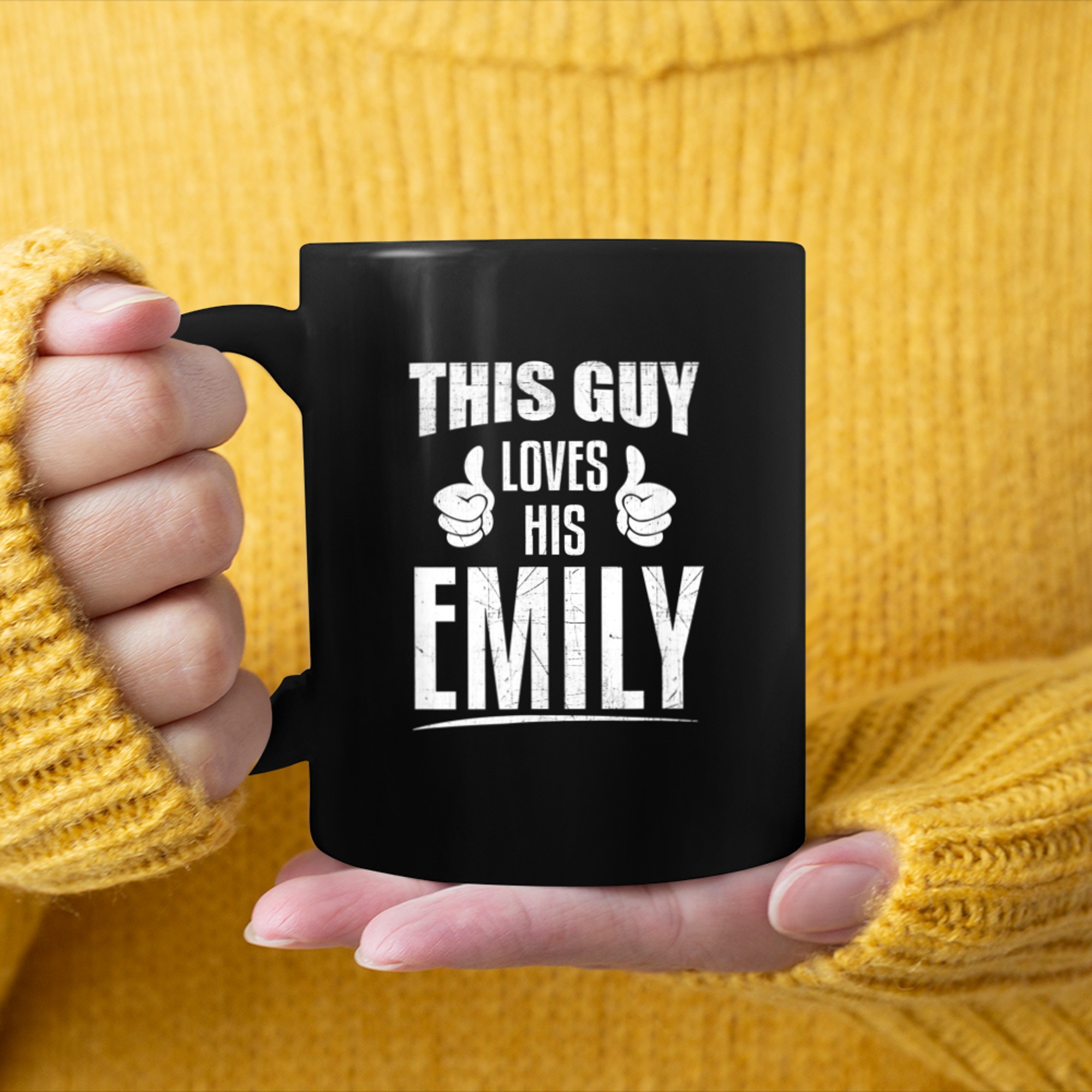 This Guy Loves His Emily - Girlfriend Couples T Shirt mug black