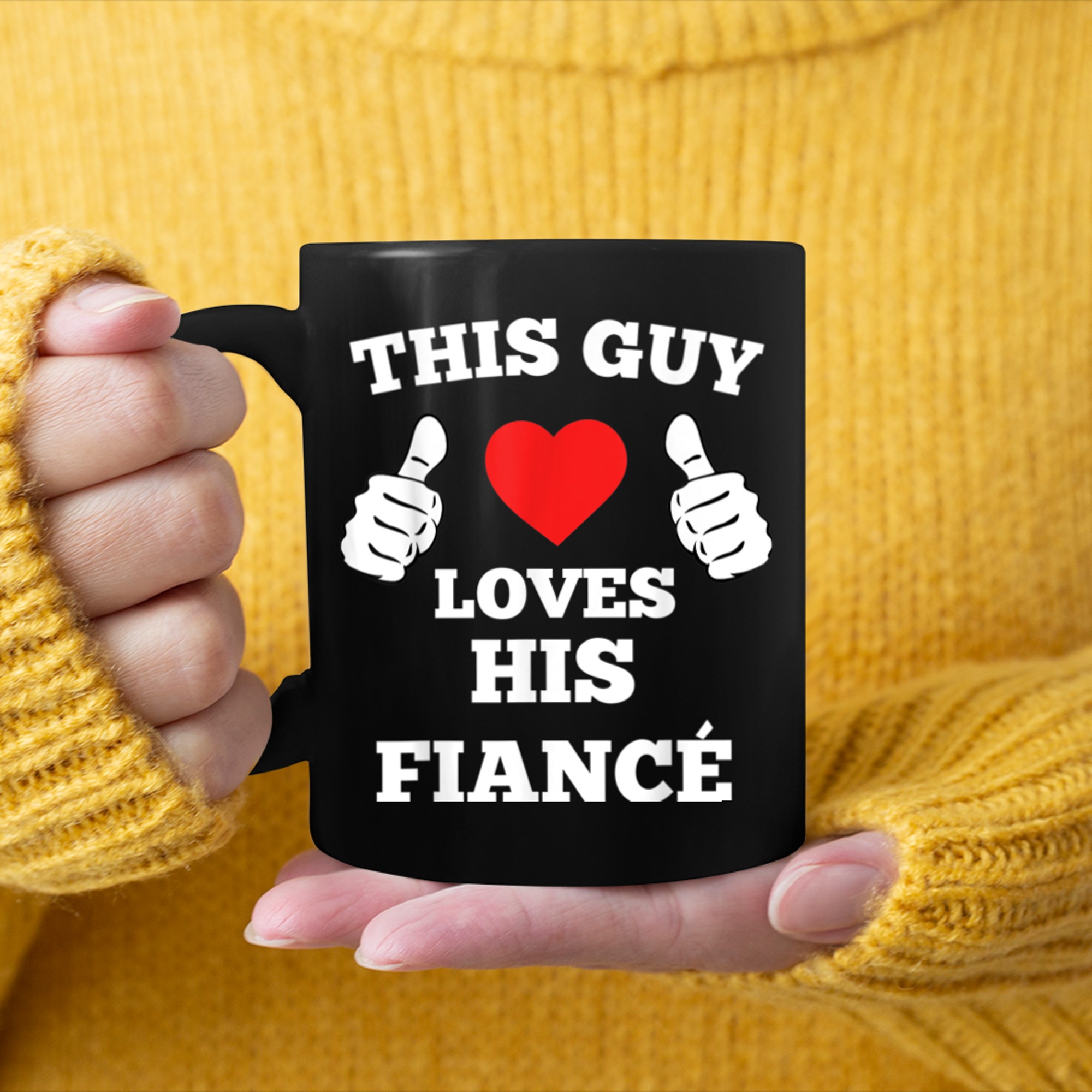 This Guy Loves His Fianc� Valentines Day Couples Engagement mug black