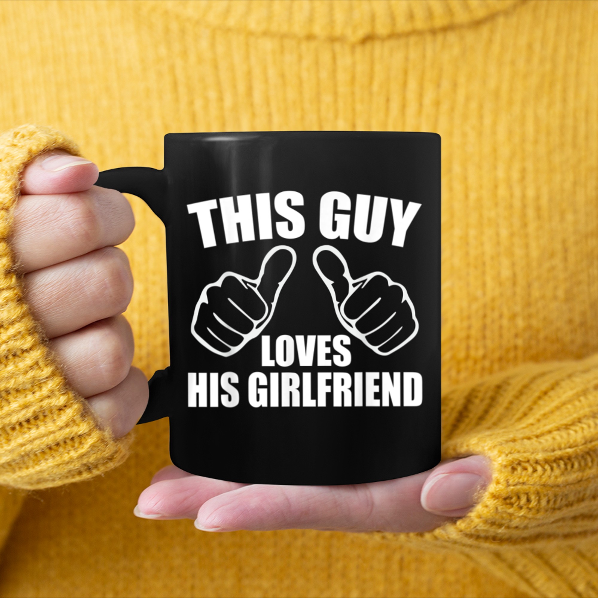 This Guy Loves His Girlfriend Retro Valentines Day Funny Boy mug black