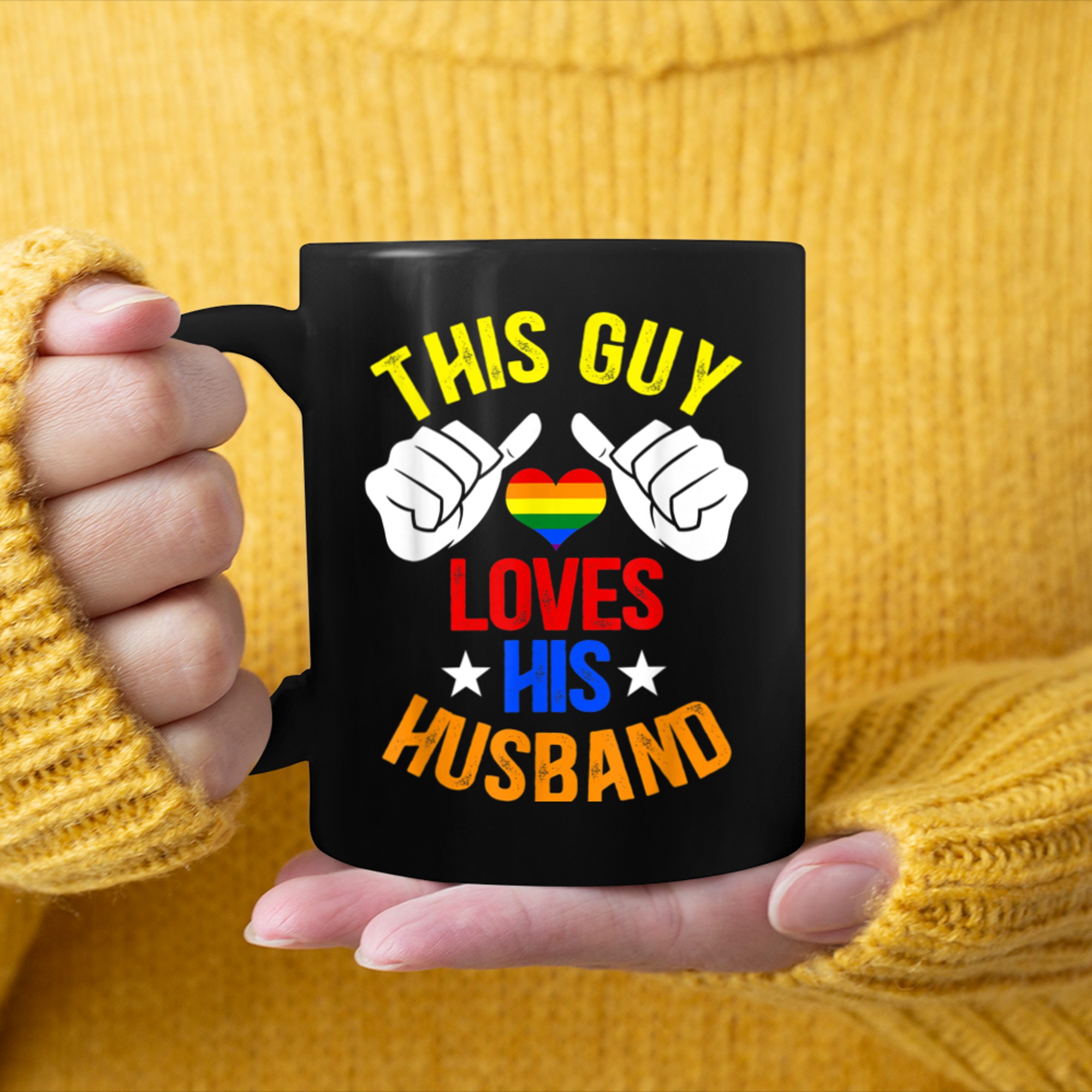 This Guy Loves His Husband Pride Month LGBTQ March mug black