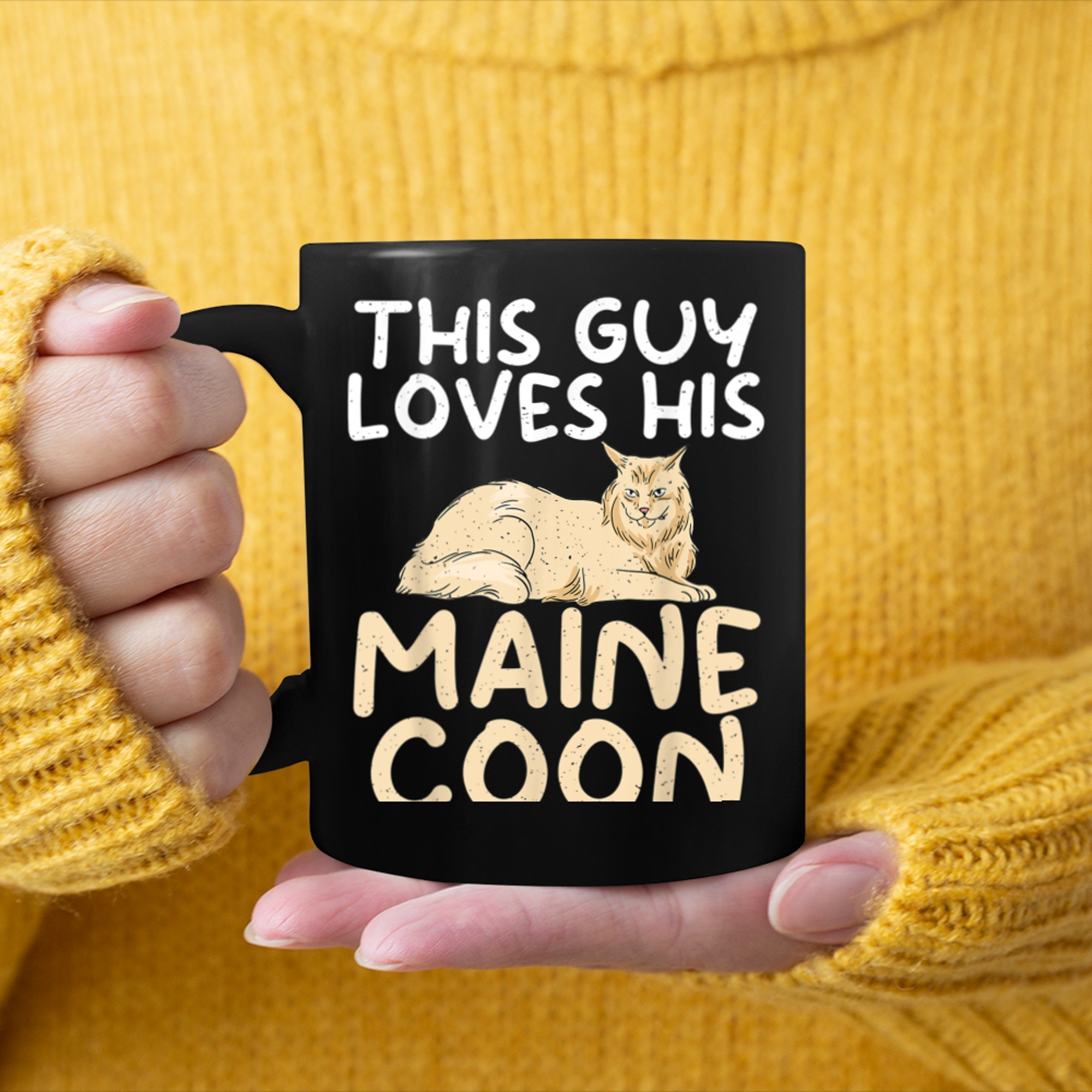 This Guy loves his Maine Coon mug black