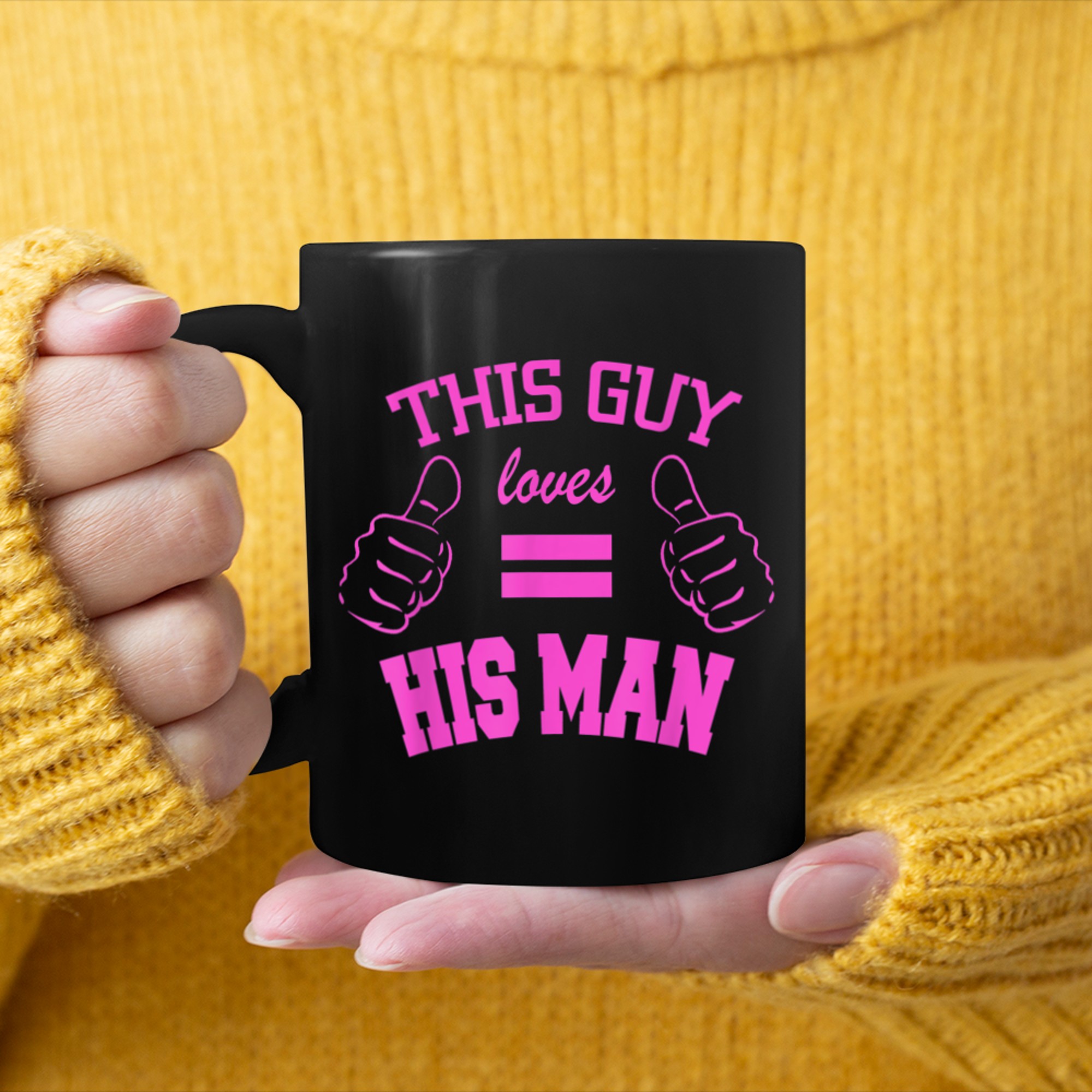 This Guy Loves his Man mug black