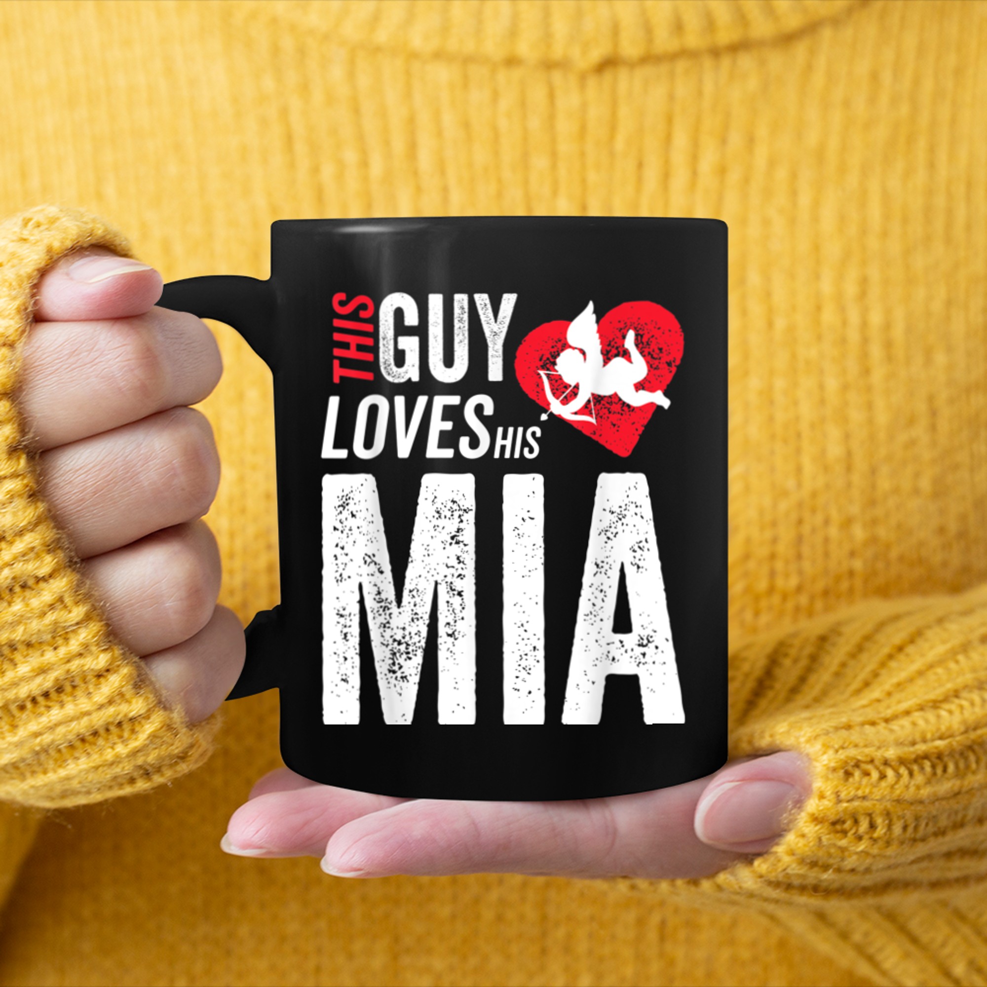 This guy loves his Mia Valentine Anniversary Cupid mug black