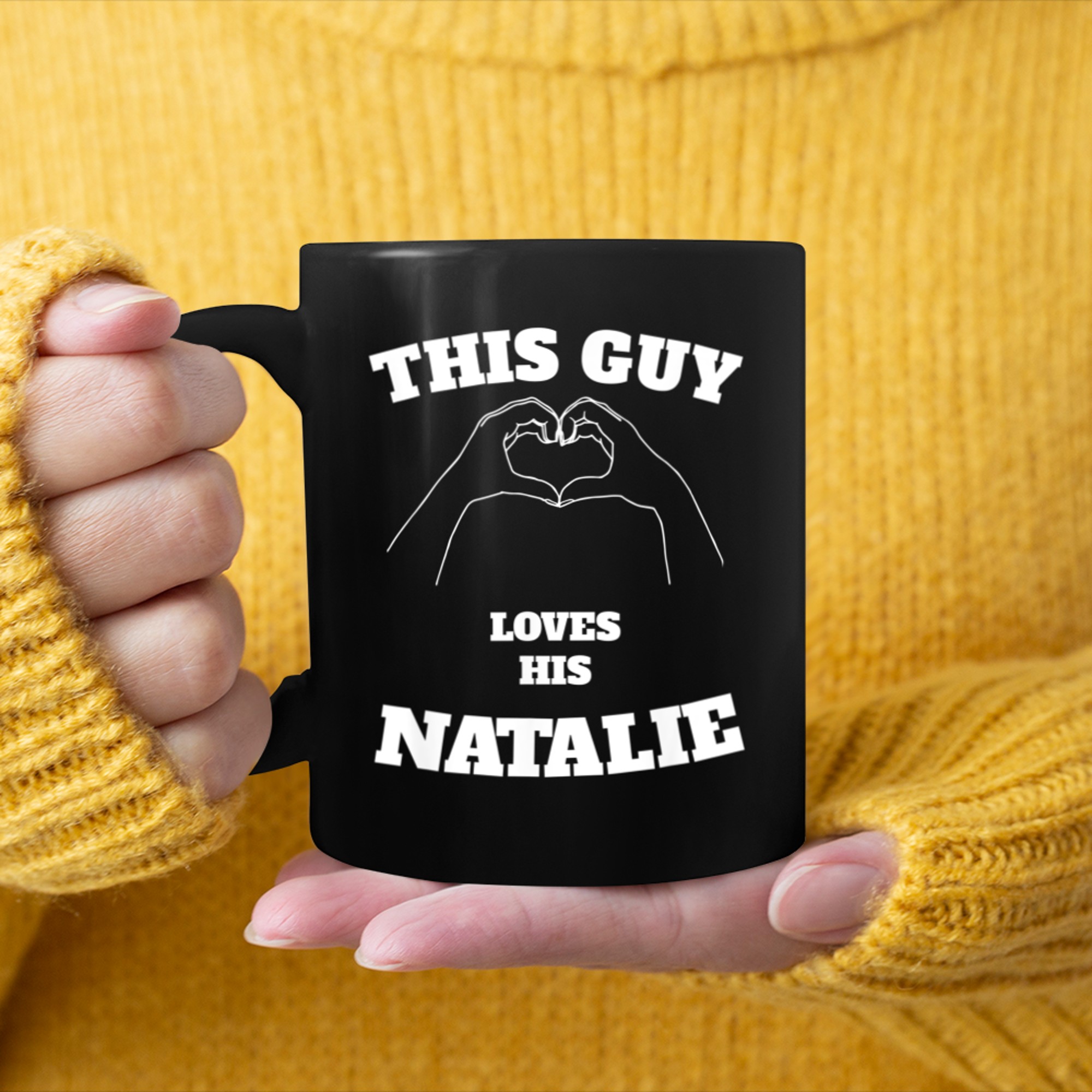 This Guy Loves His Natalie Tshirt Valentine Day mug black