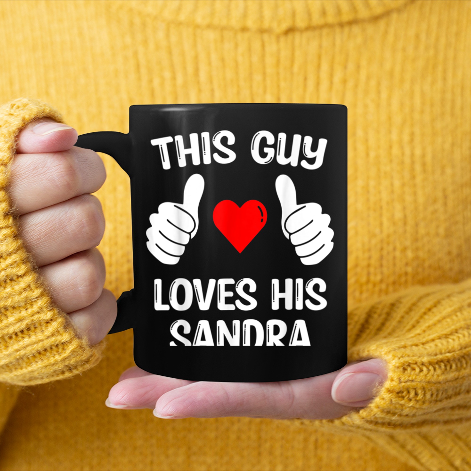 This Guy Loves His Sandra Girlfriend Wife Valentine's Day mug black