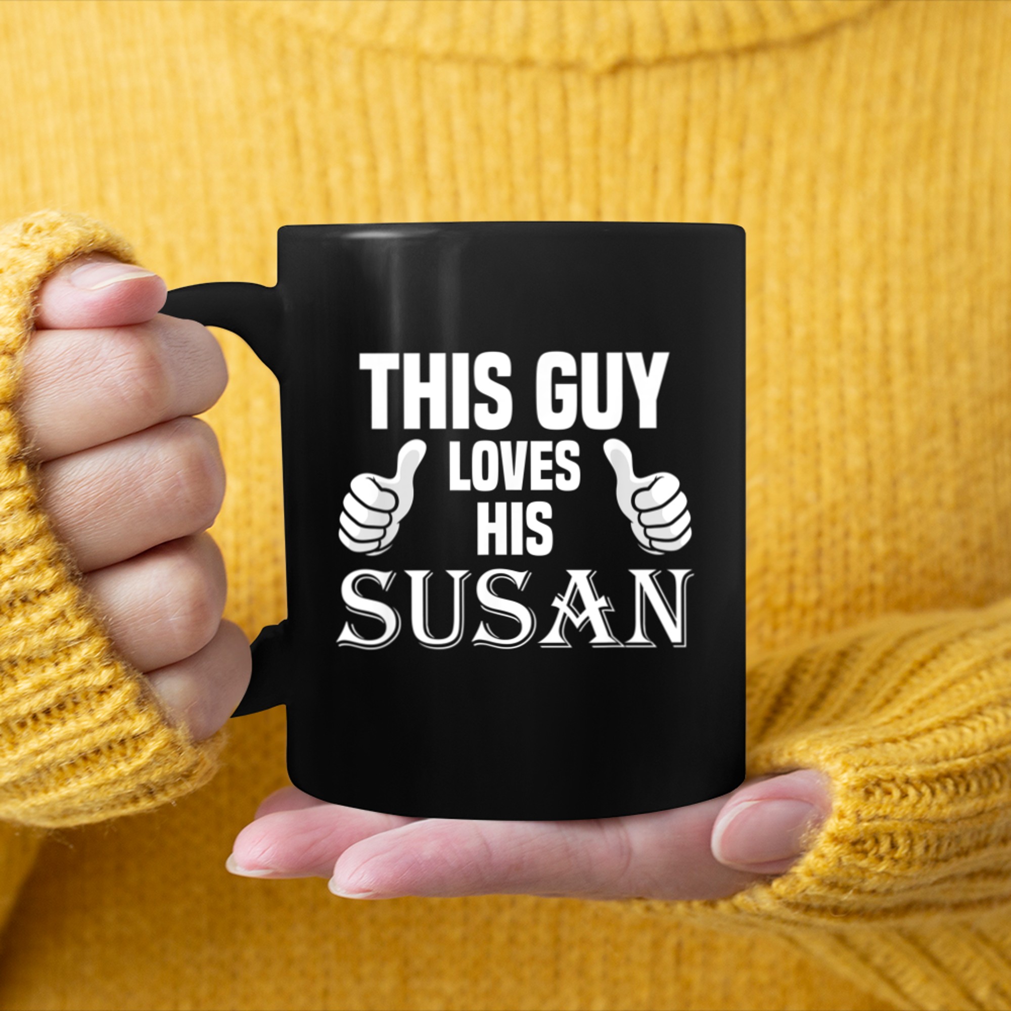 This Guy Loves His SUSAN Valentine Anniversary mug black