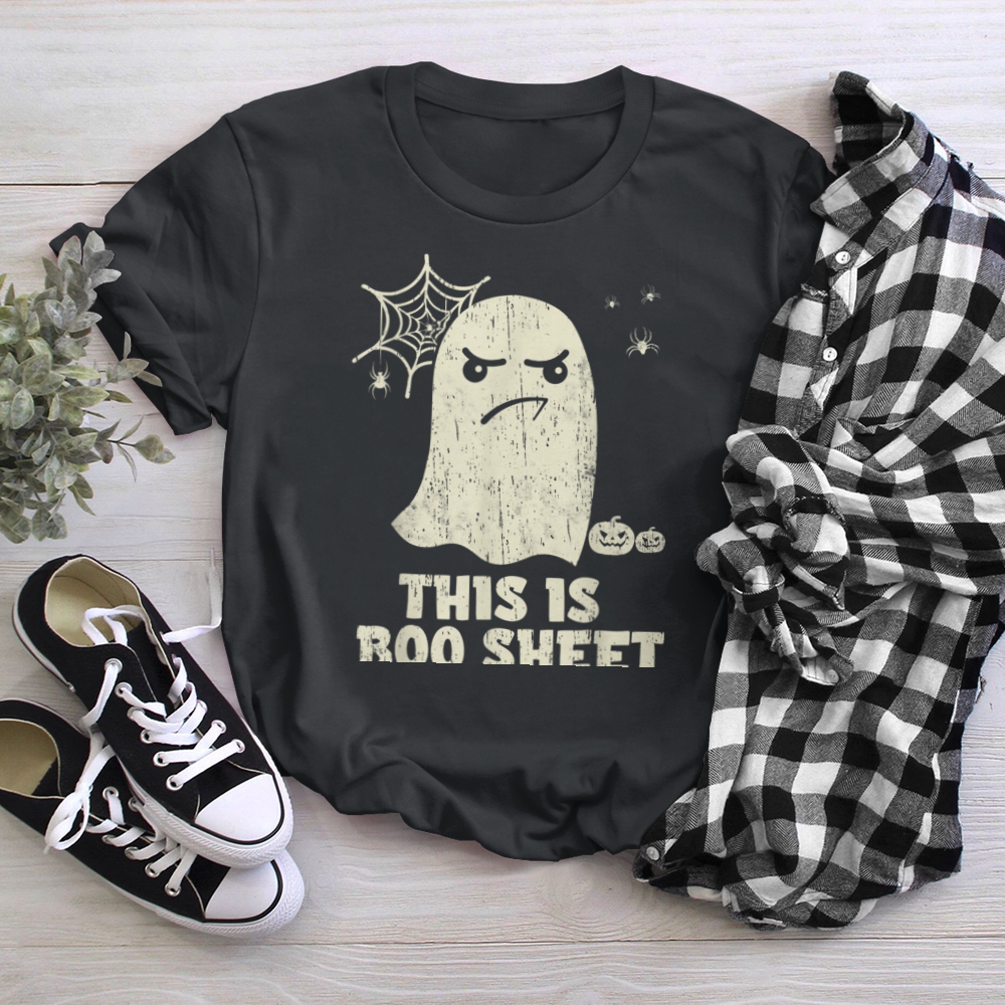 This Is Boo Sheet Ghost Retro Halloween Costume (2) t-shirt black