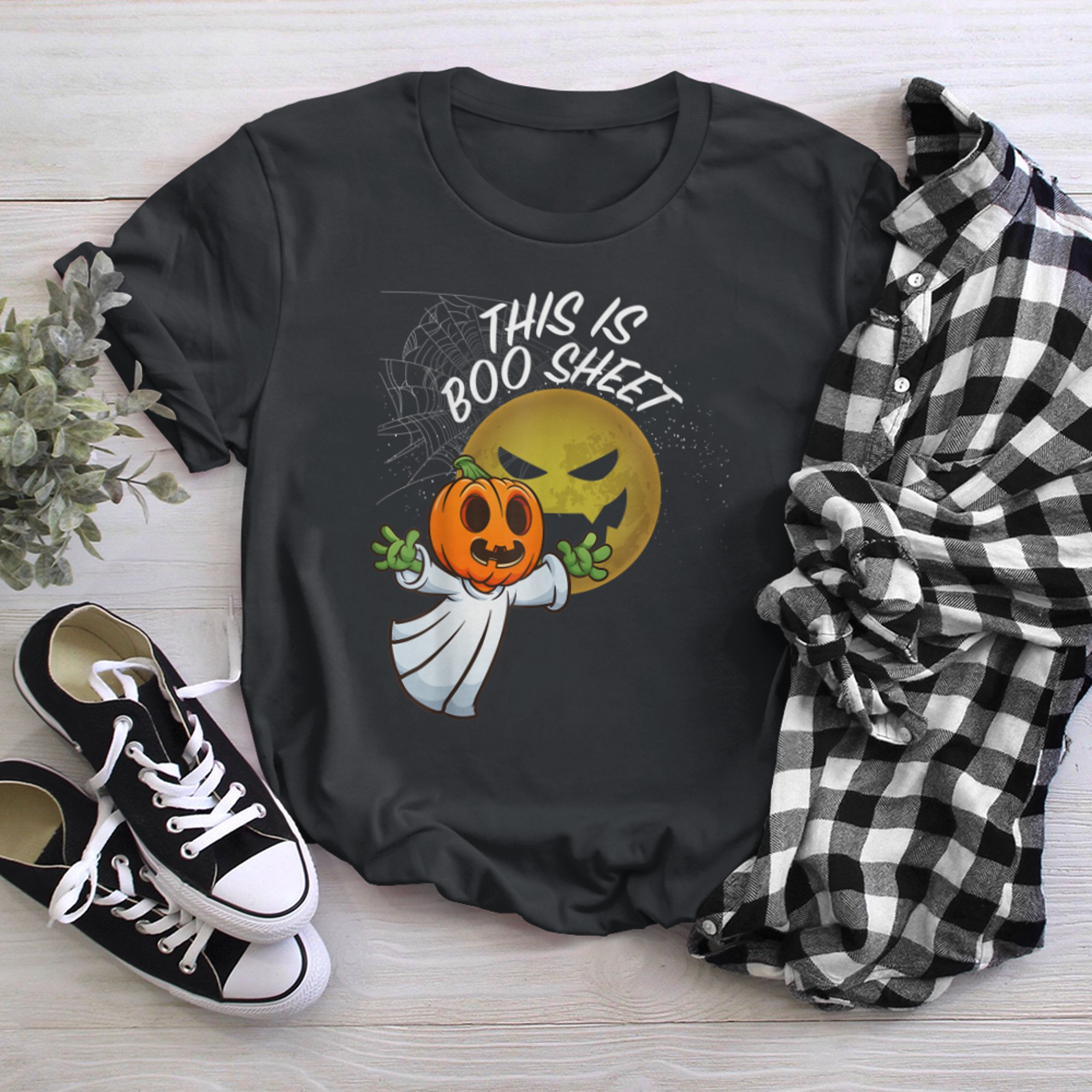 This Is Boo Sheet Ghost Retro Halloween Costume (23) t-shirt black