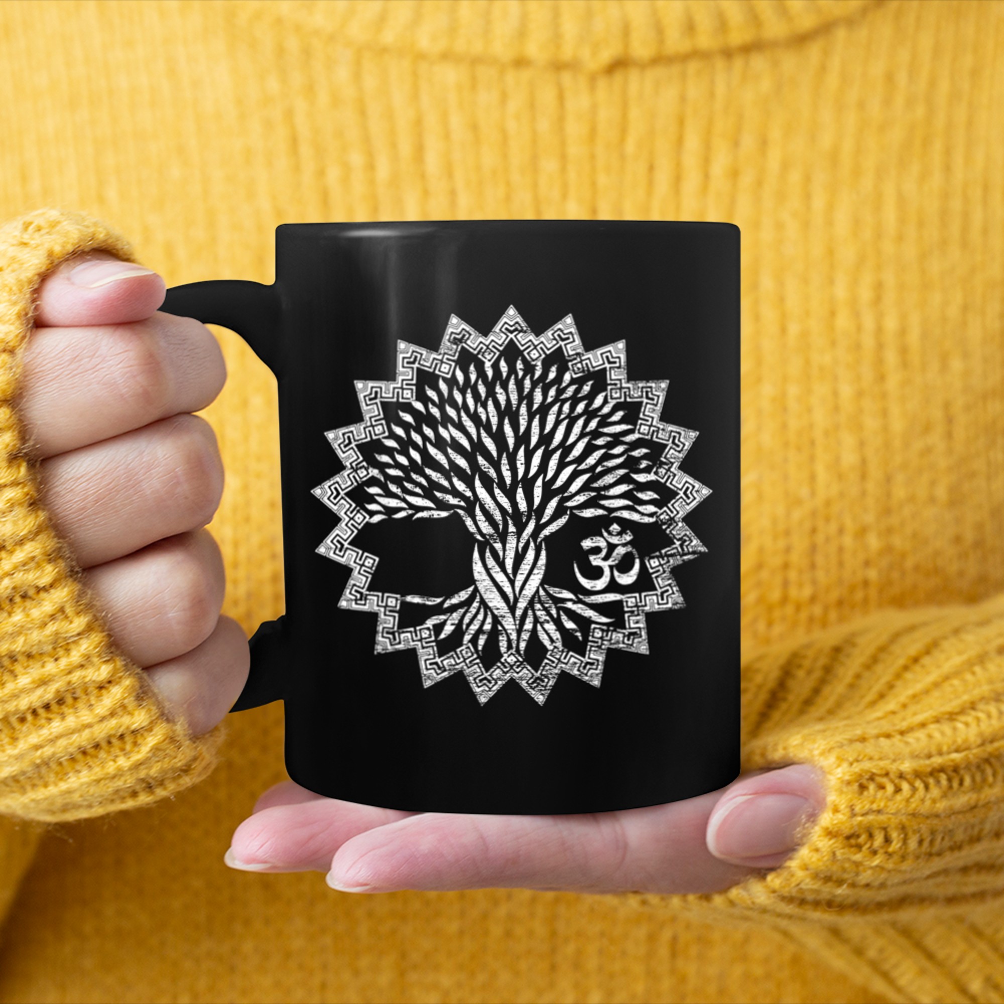 Tree Of Life Om Symbol Spiritual Yoga Women mug black