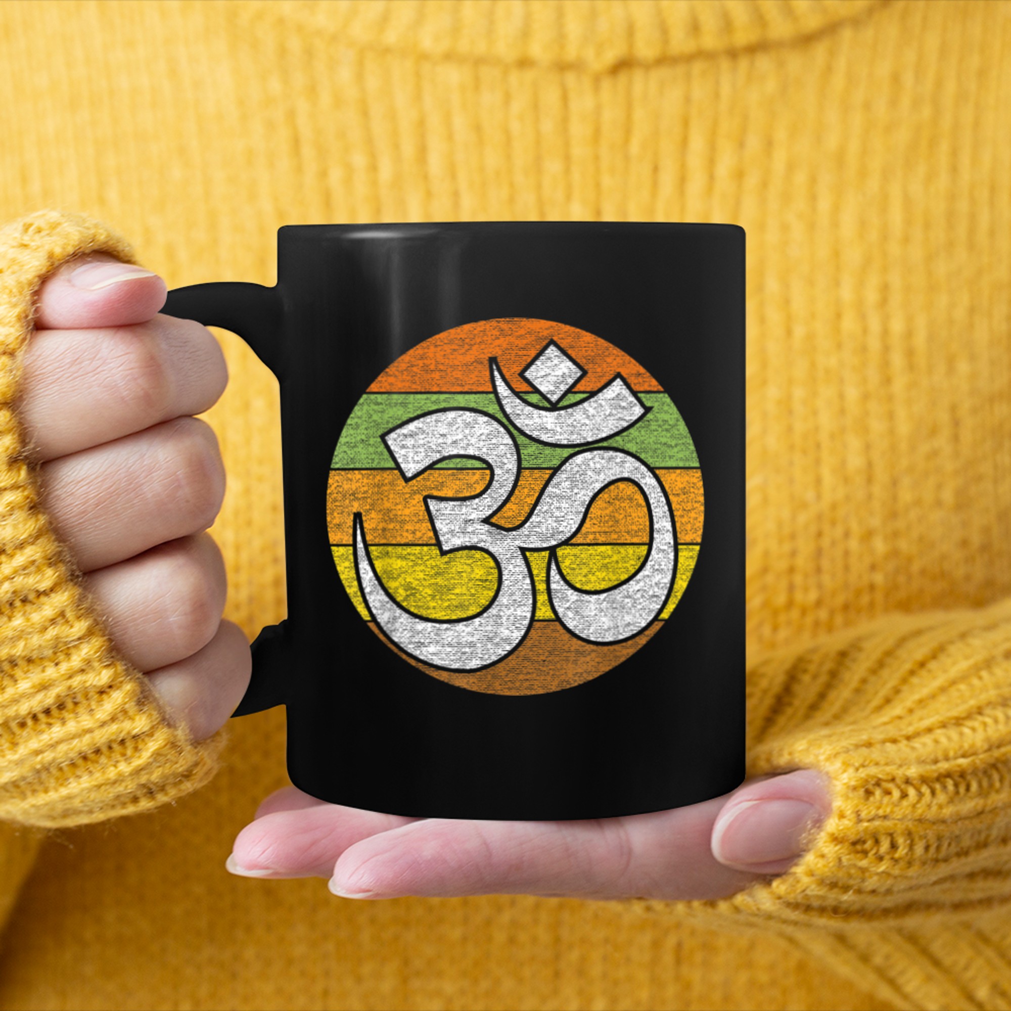 Vintage Om Ohm Yoga Lover Symbol Meditation Graphic Yoga mug black