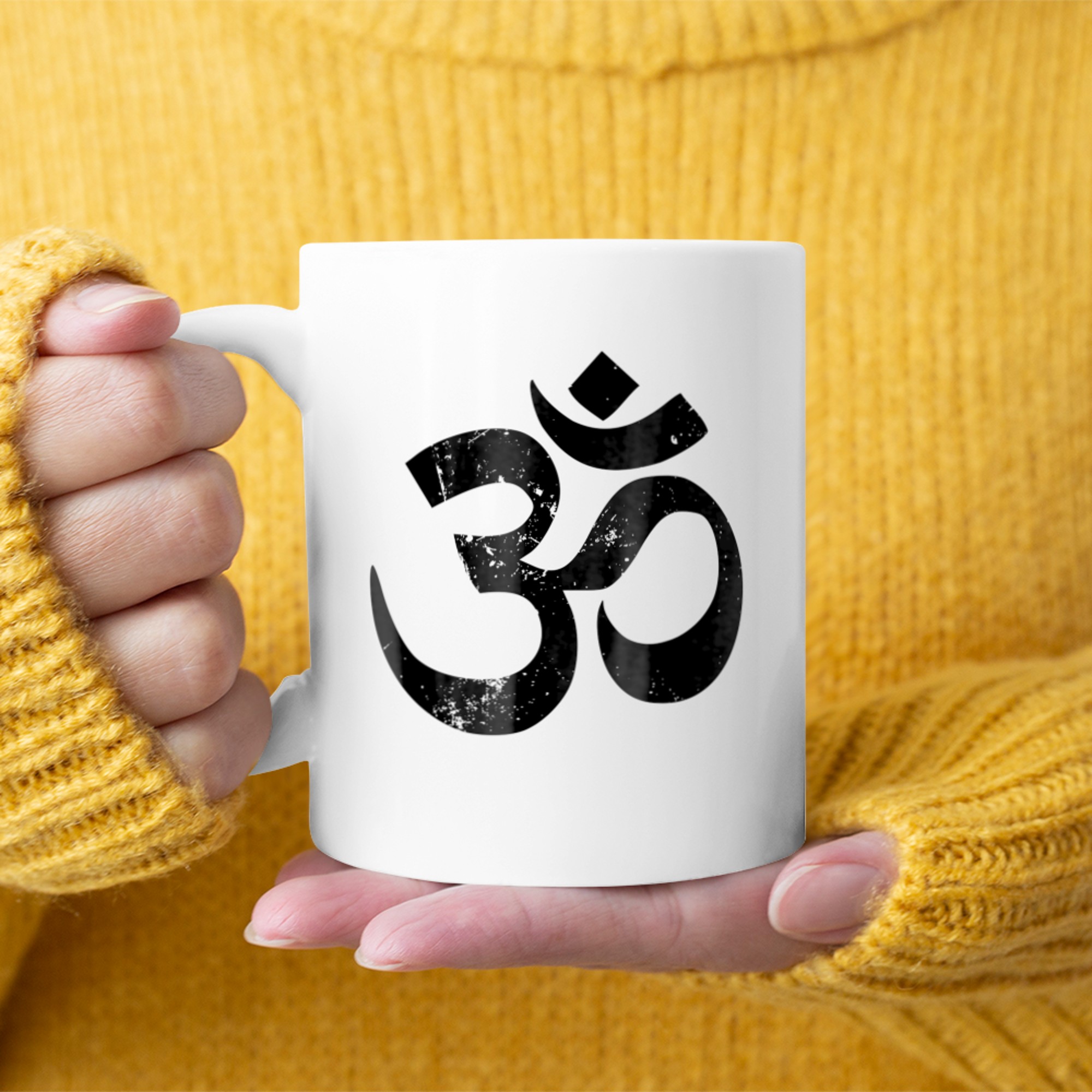 vintage Om Symbol novelty Yoga Namaste OM mug white