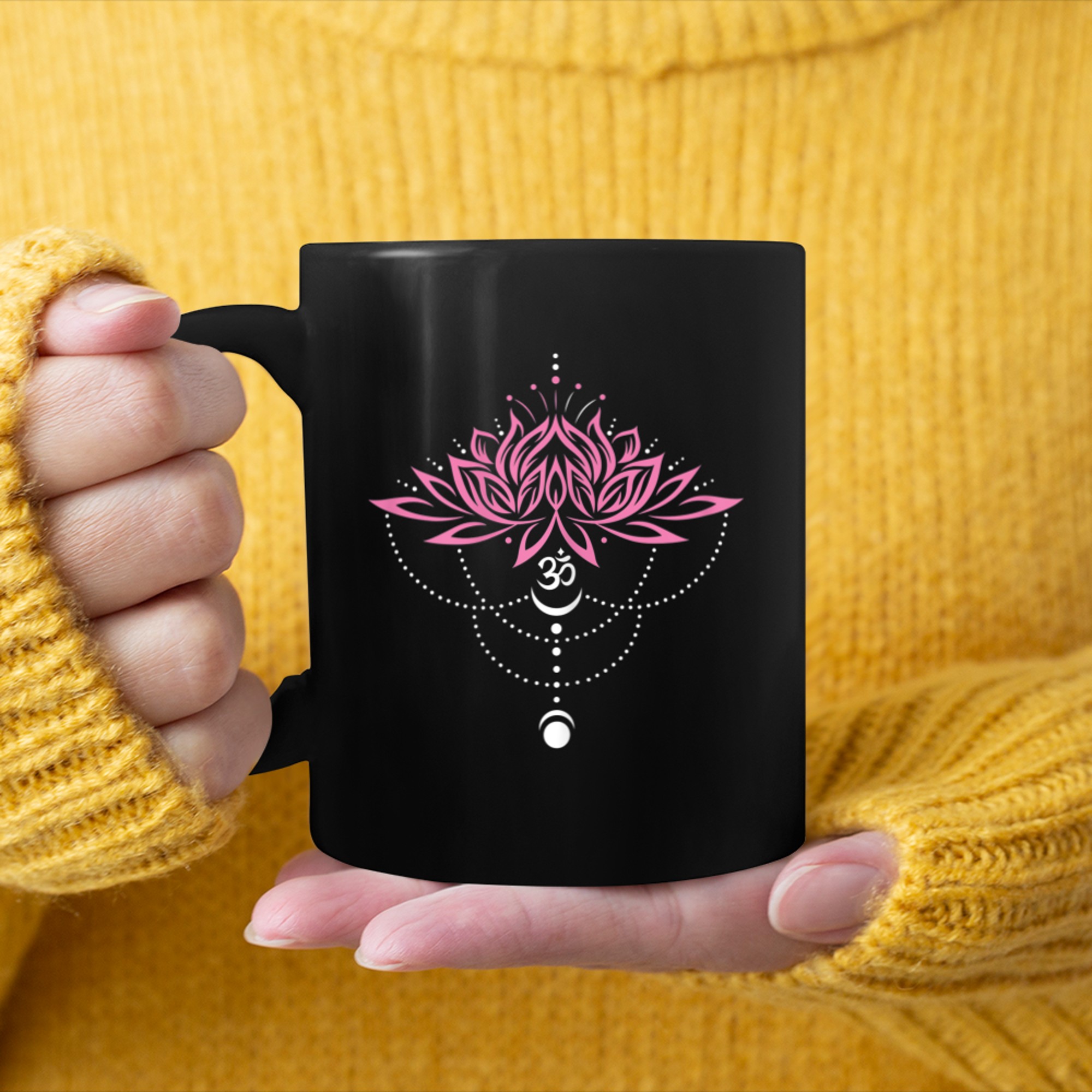 Womens Lotus Flower Om Symbol Yoga Meditation Lovers mug black