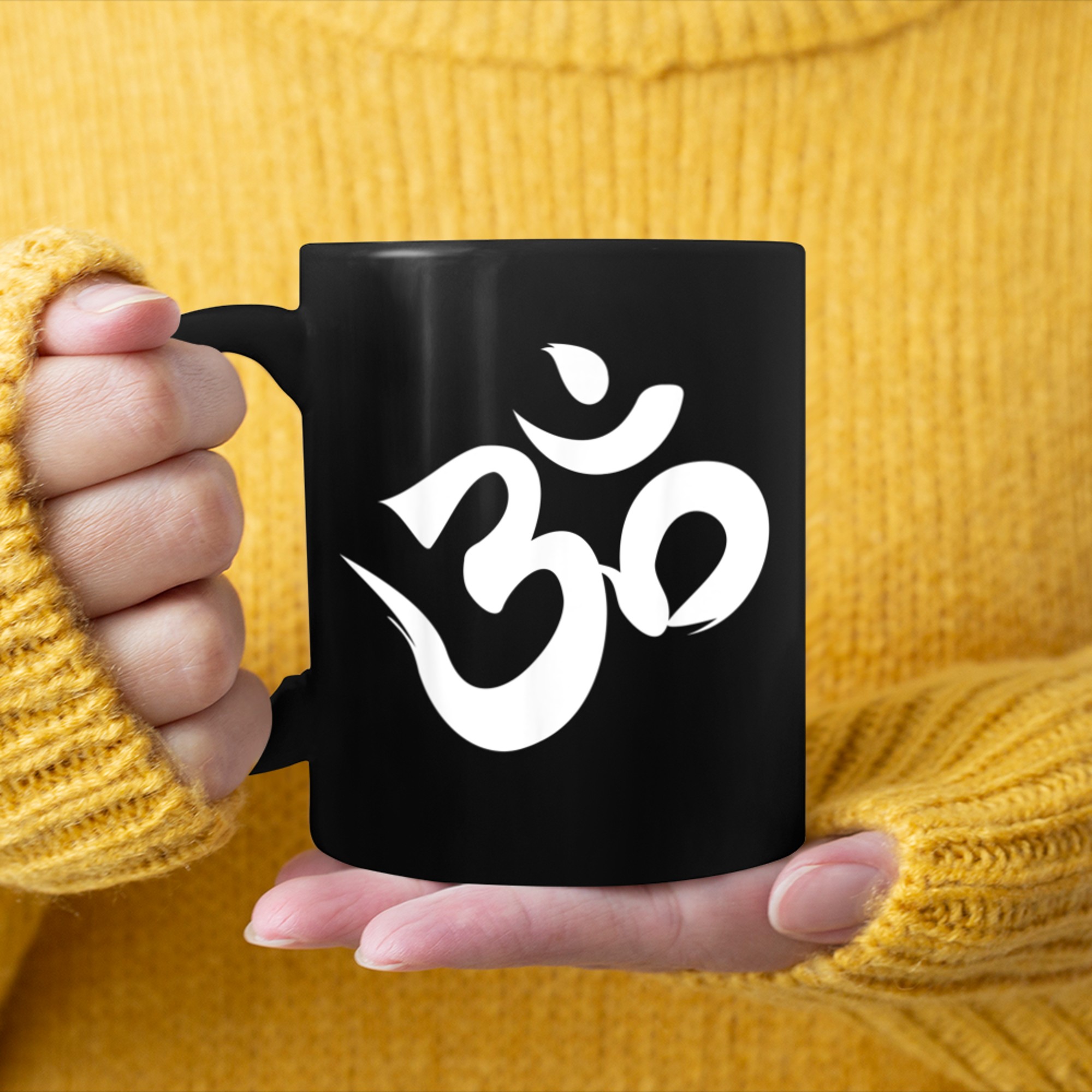 Yoga Meditation Spiritual Om Symbol Hinduism Buddhism mug black