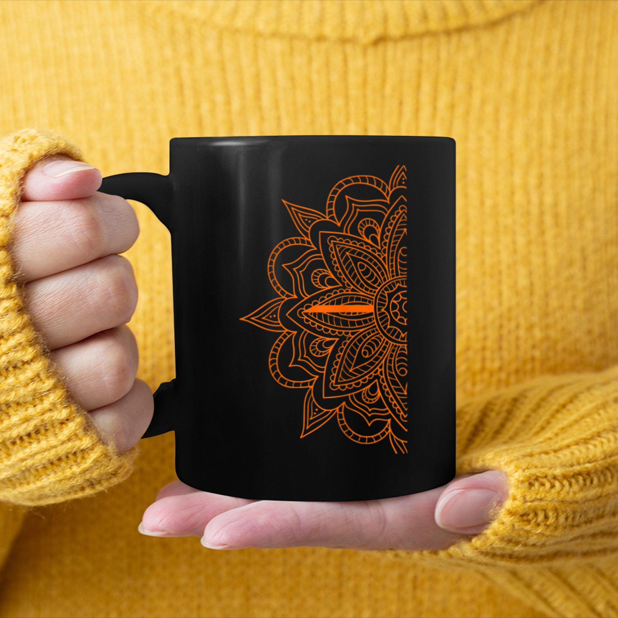 Yoga Om Symbol Geometry Sacred Fractal Art Mantra Vibe mug black