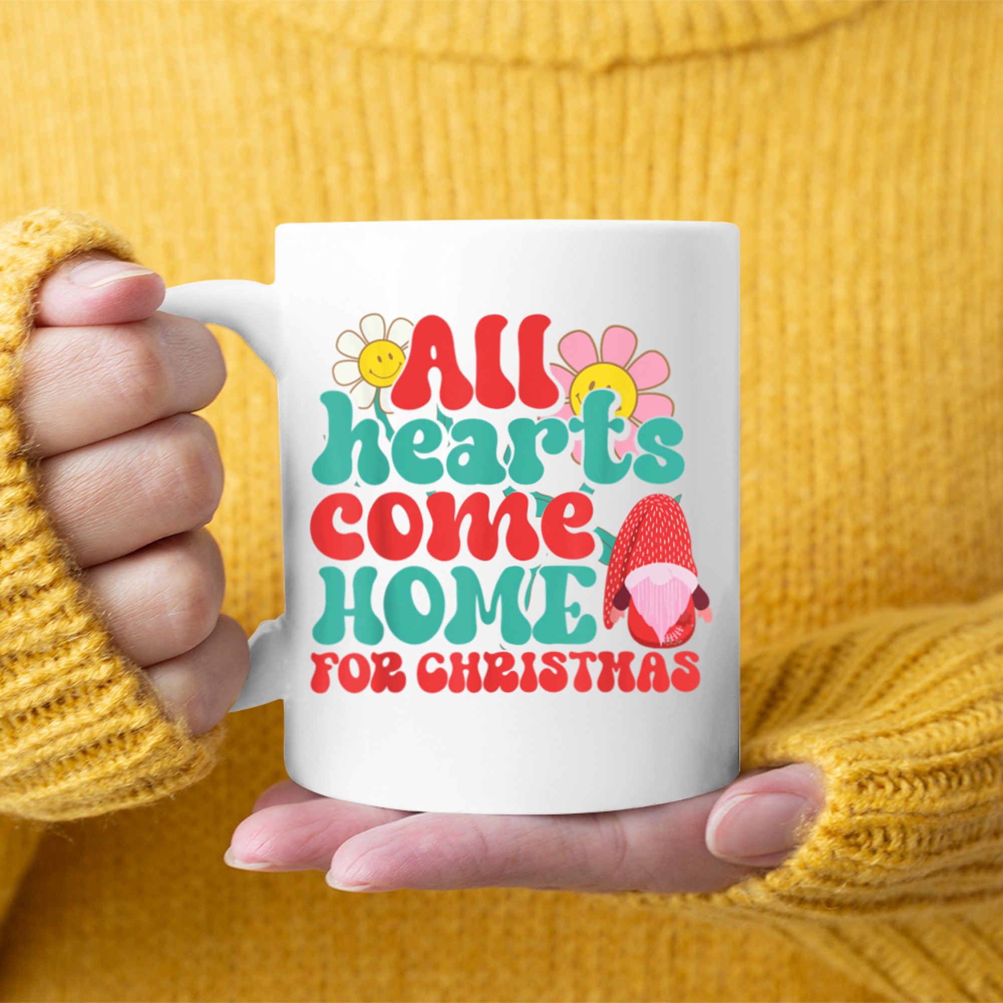 All Hearts Come Home For Christmas Gnome Couples Matching mug white