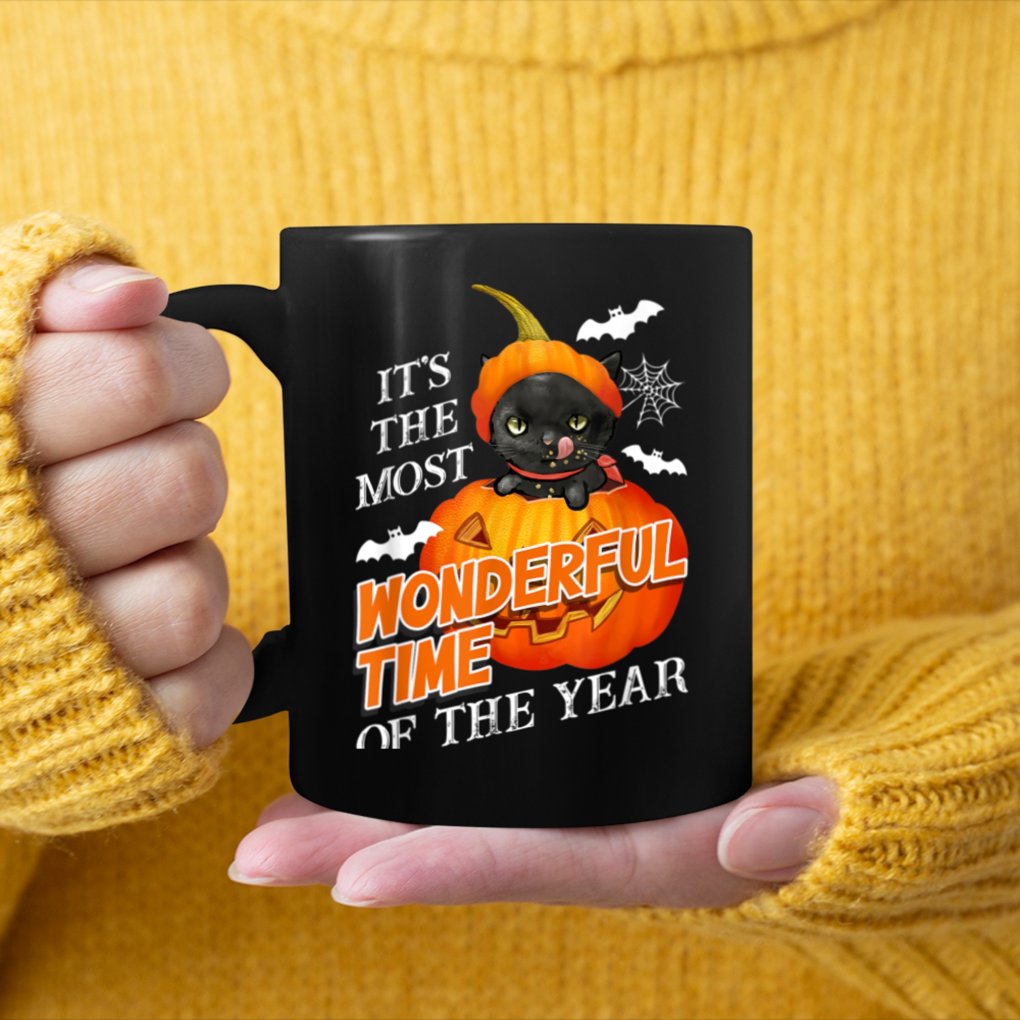 Black Vat It's the Most Wonderful Time of the Year Halloween mug black