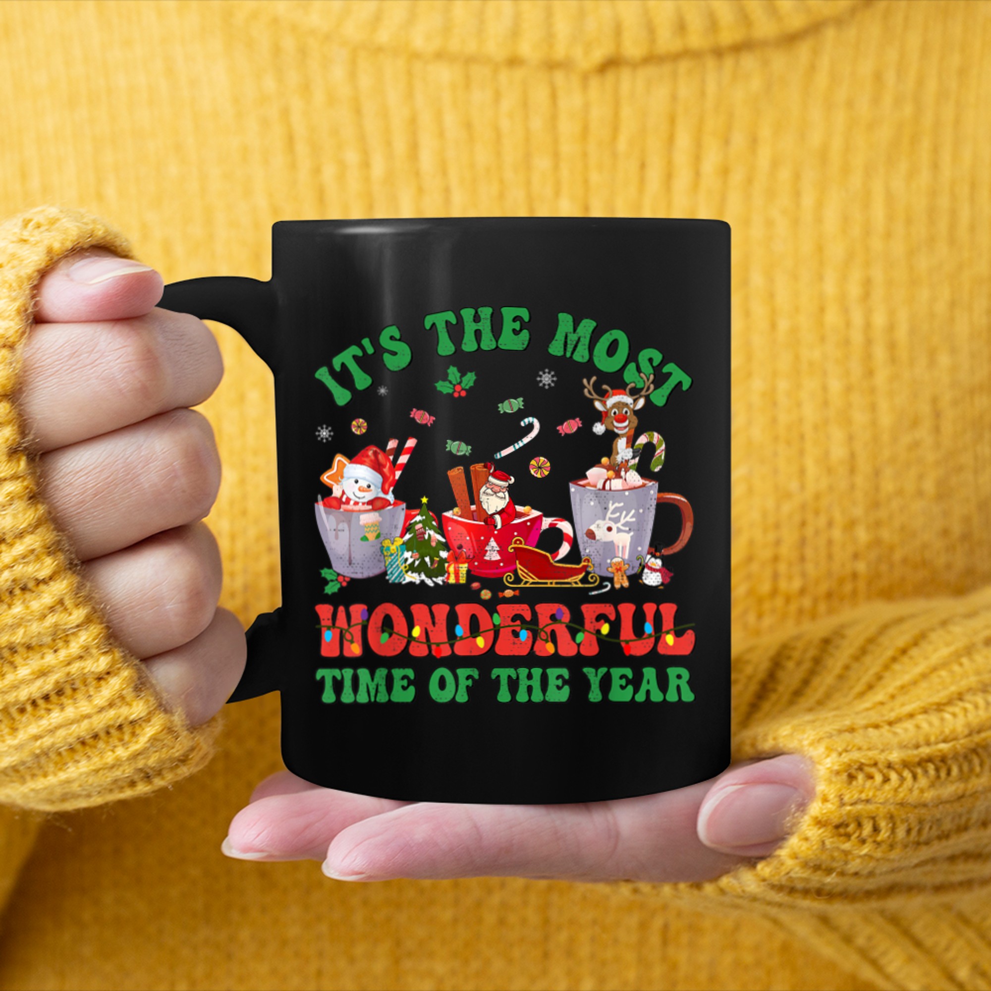 Christmas Coffee It's The Most Wonderful Time Of The Year (12) mug black