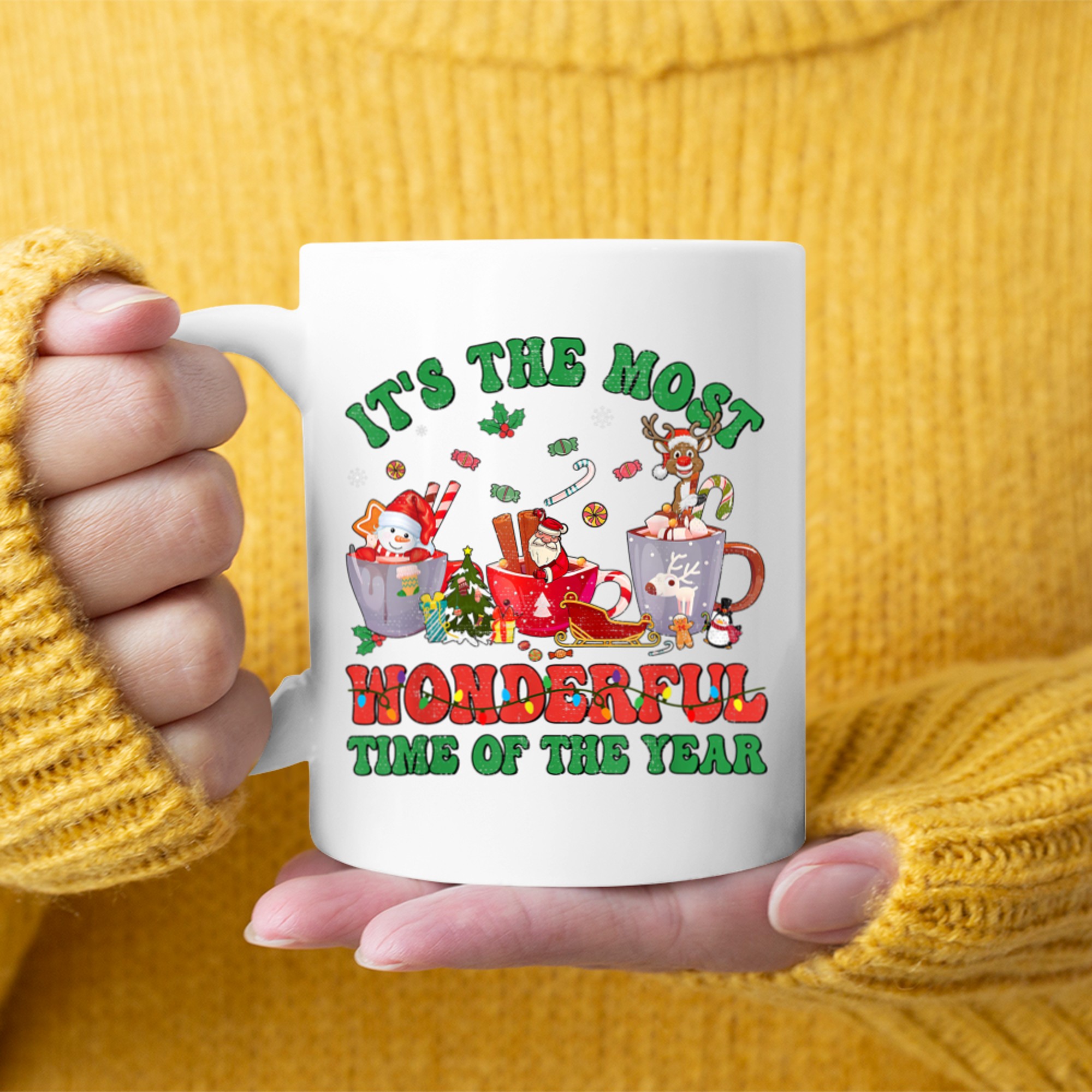 Christmas Coffee It's The Most Wonderful Time Of The Year (12) mug white