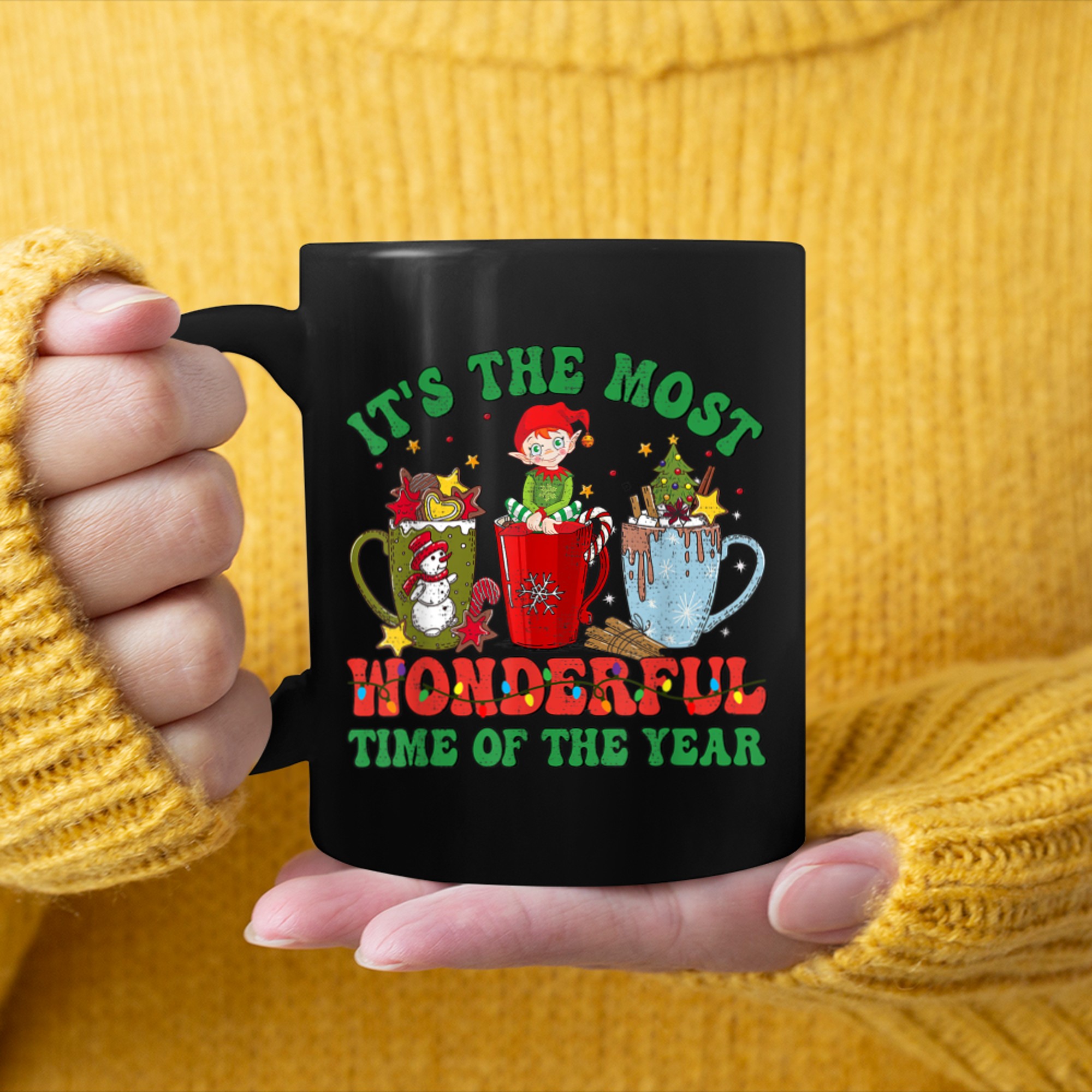 Christmas Coffee It's The Most Wonderful Time Of The Year (4) mug black