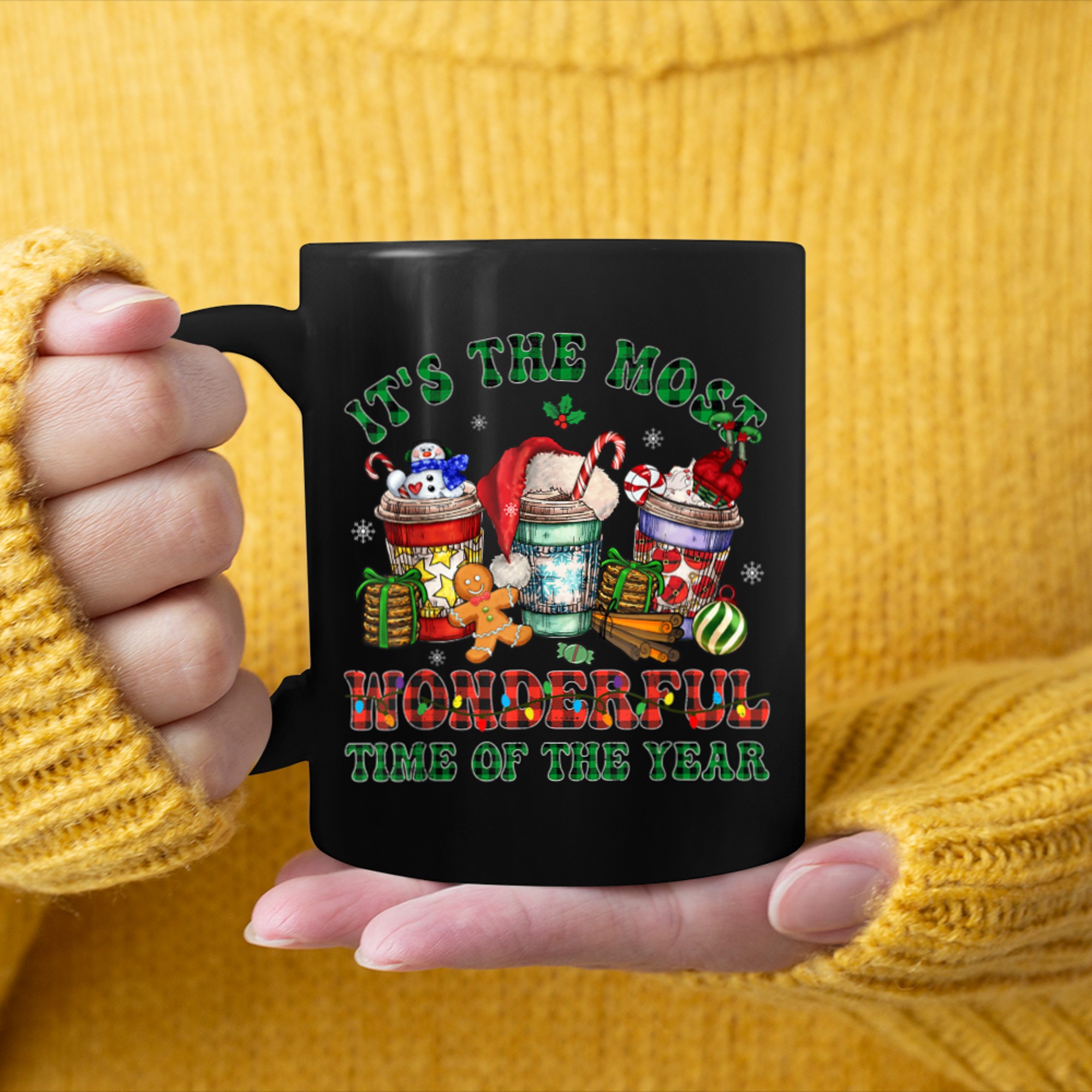 Christmas Coffee It's The Most Wonderful Time Of The Year (9) mug black