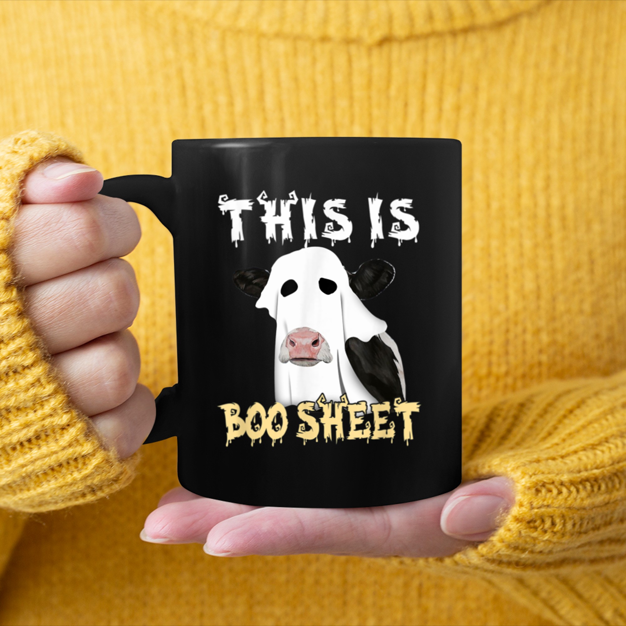 Cows This Is Boo Sheet Funny Halloween Cows Lovers mug black