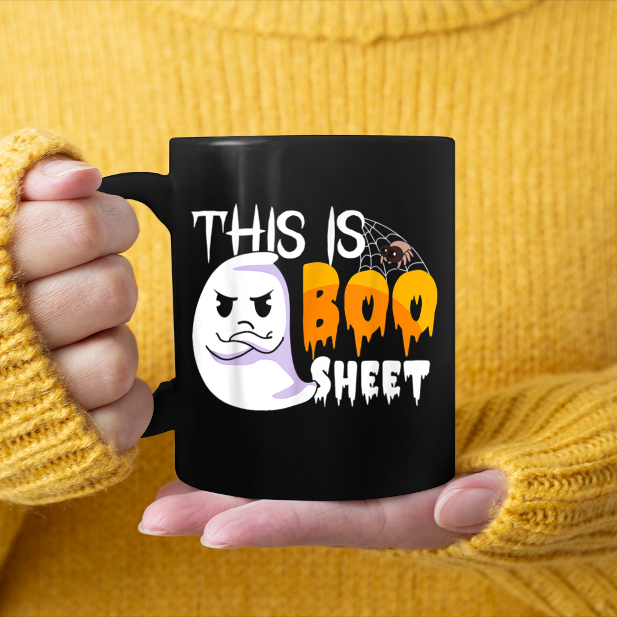 Cute This Is Boo Sheet Funny Halloween Lover Ghost Party (1) mug black