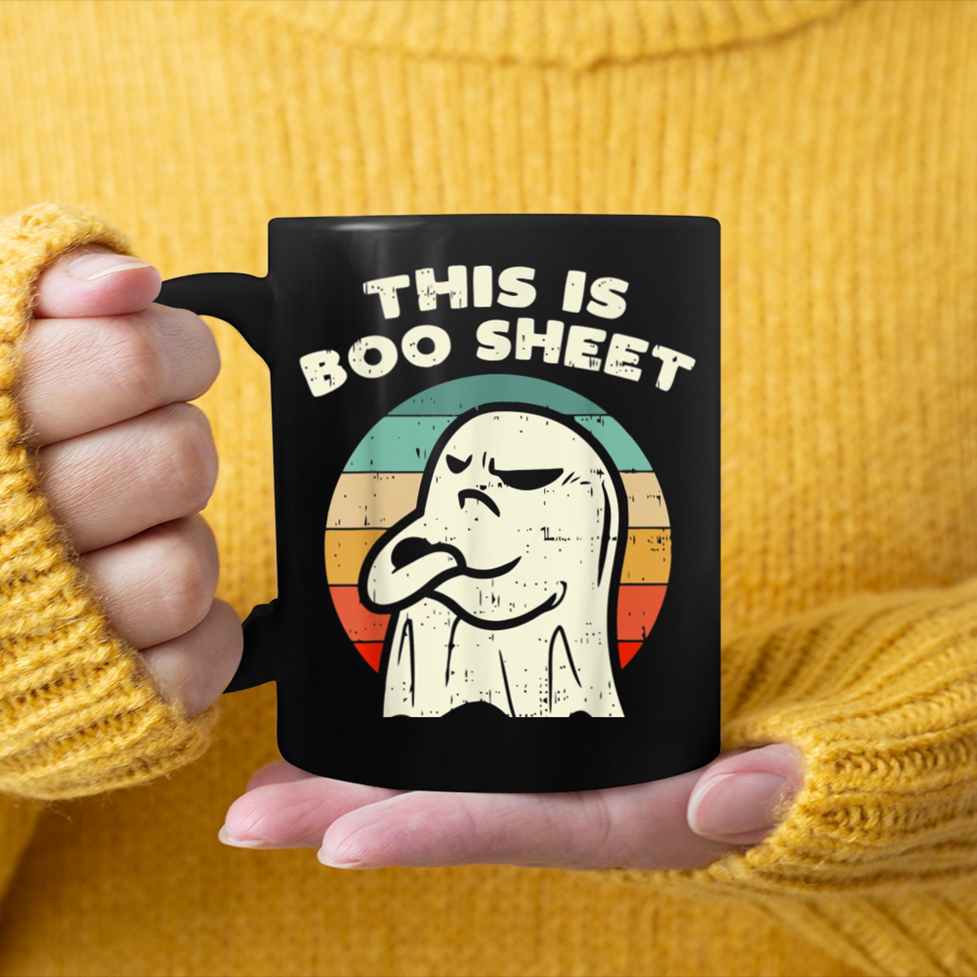 Funny angry boo ghost quotes halloween This is boo & sheet mug black