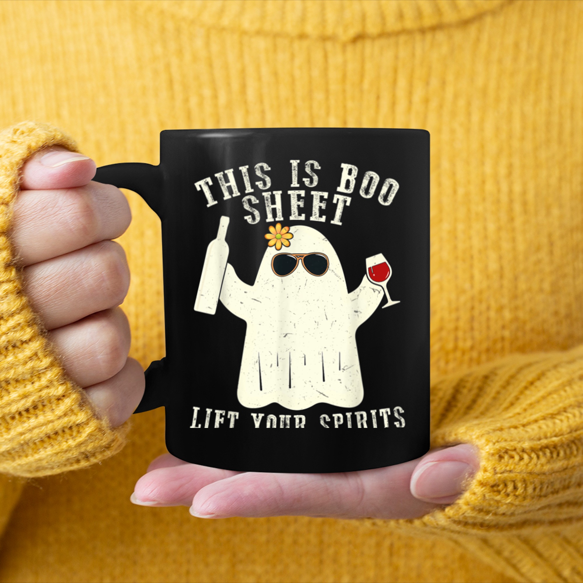 Funny Halloween Costumes For Women Party This is Boo sheet mug black