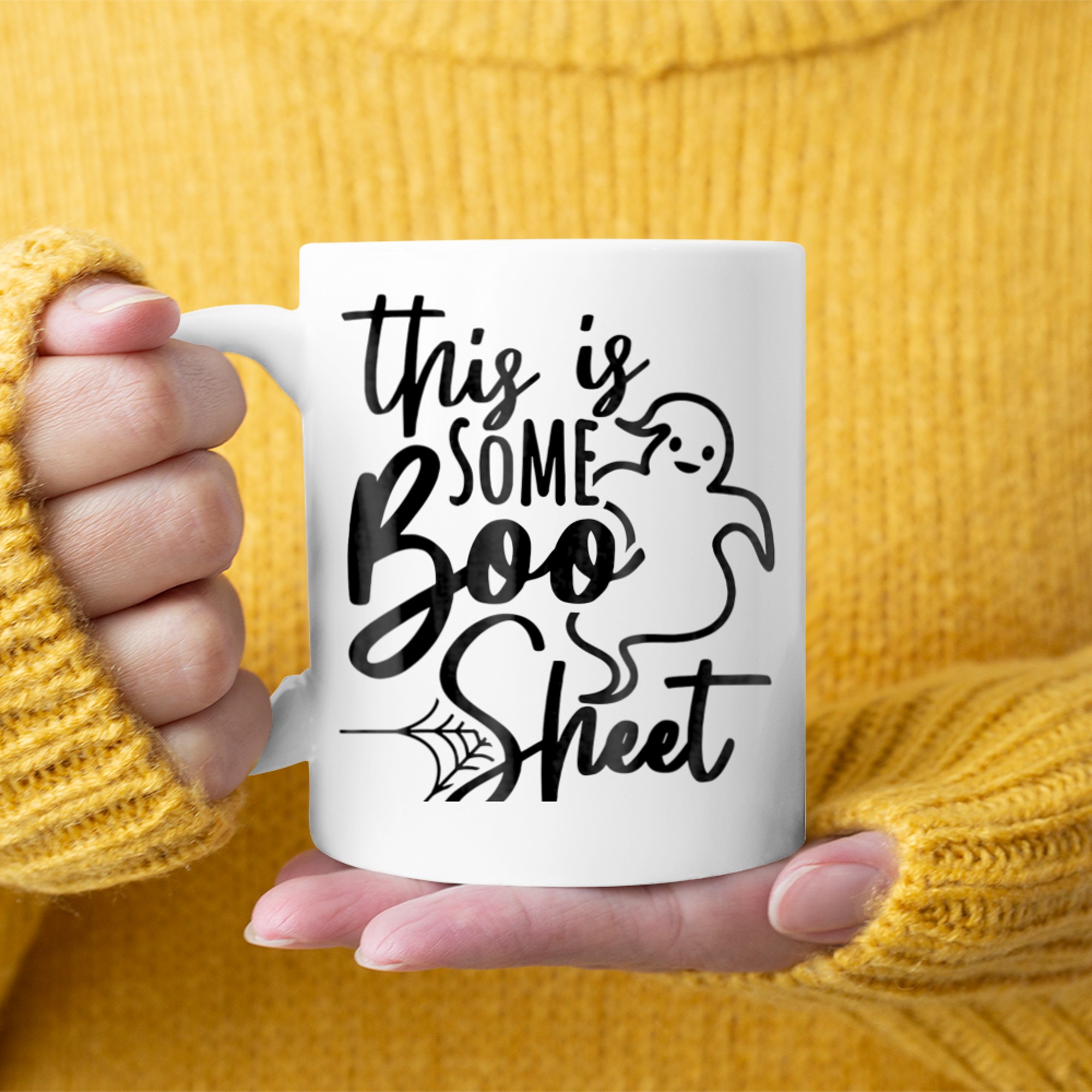 Funny Halloween Ghost This is Some Boo Sheet Kids Girls Boys (1) mug white