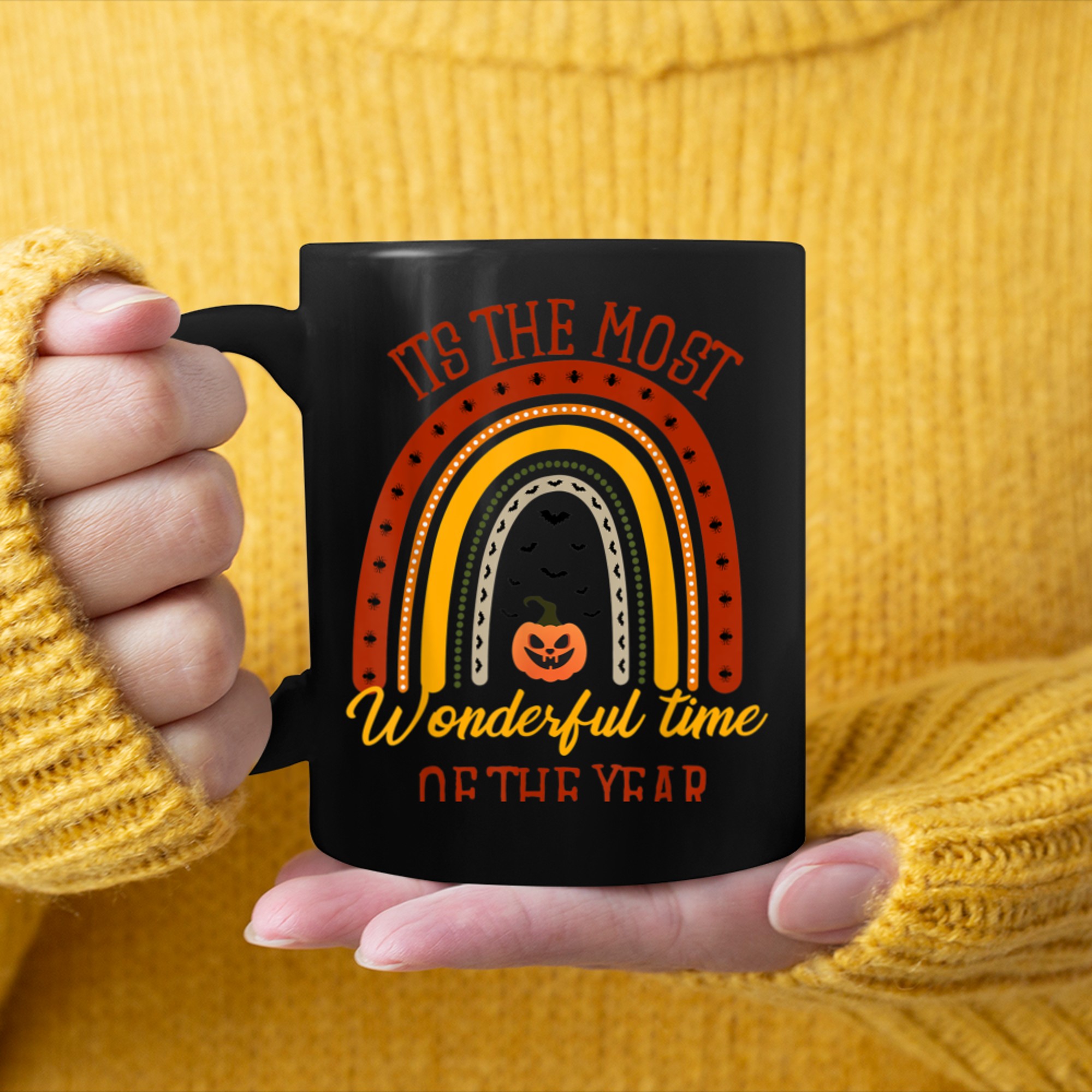 Halloween It's The Most Wonderful Time Of The Year Pumpkin (2) mug black