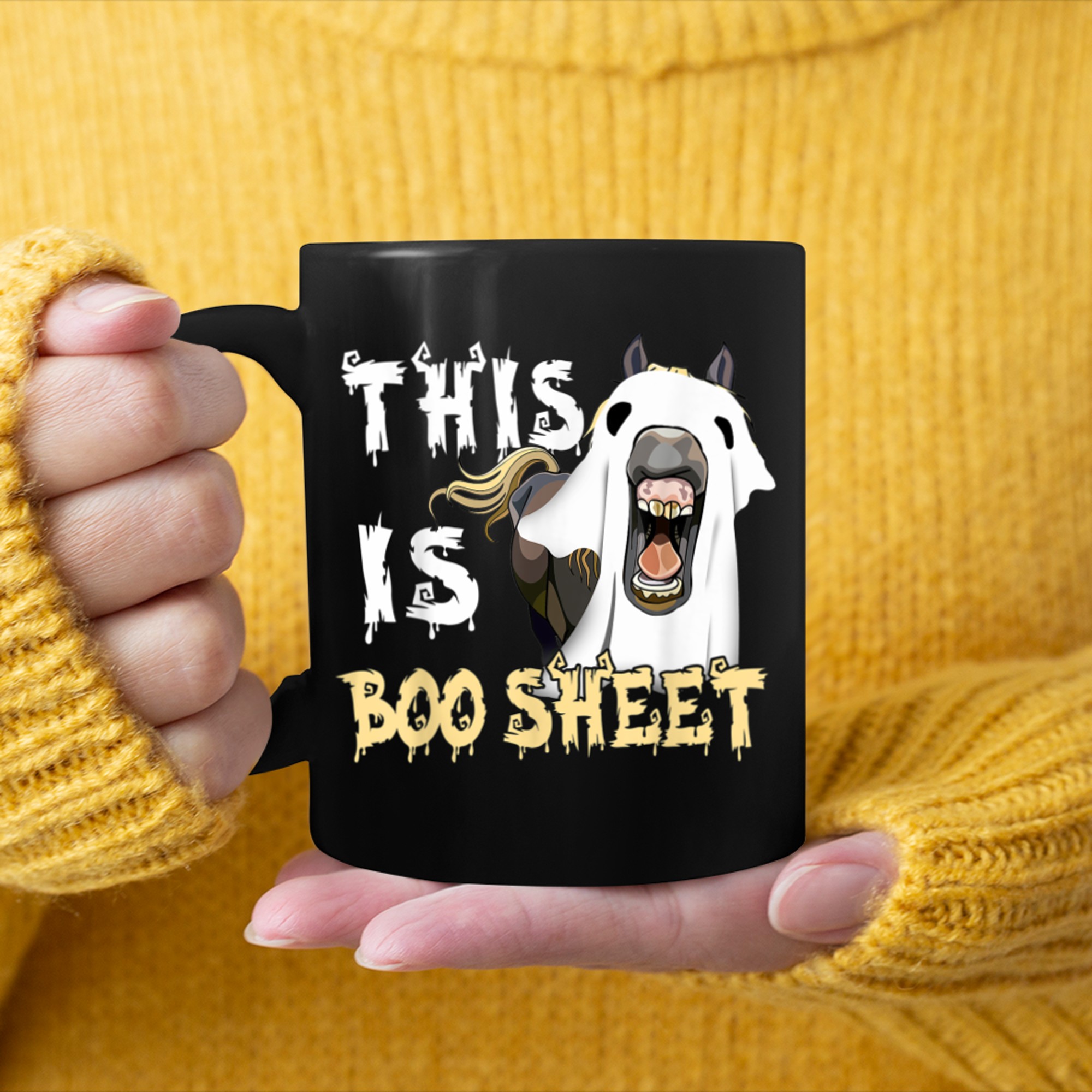 Horse This Is Boo Sheet - Funny Halloween Horse Equestrian (1) mug black