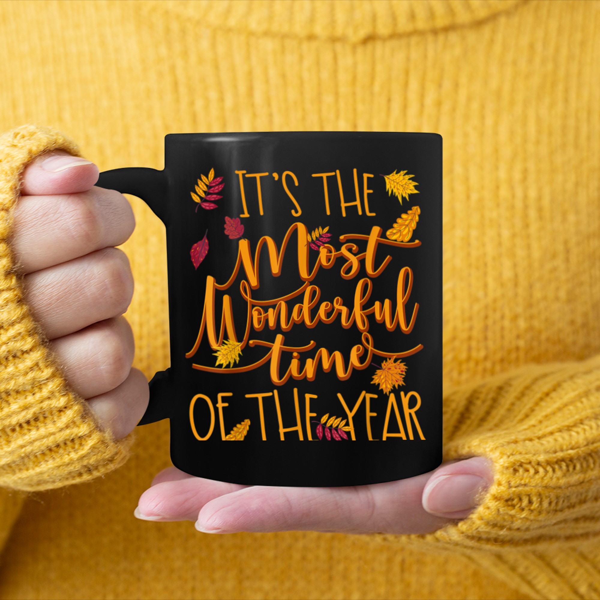 It' The Most Wonderful Autumn Time Of The Year Fall Leaves mug black