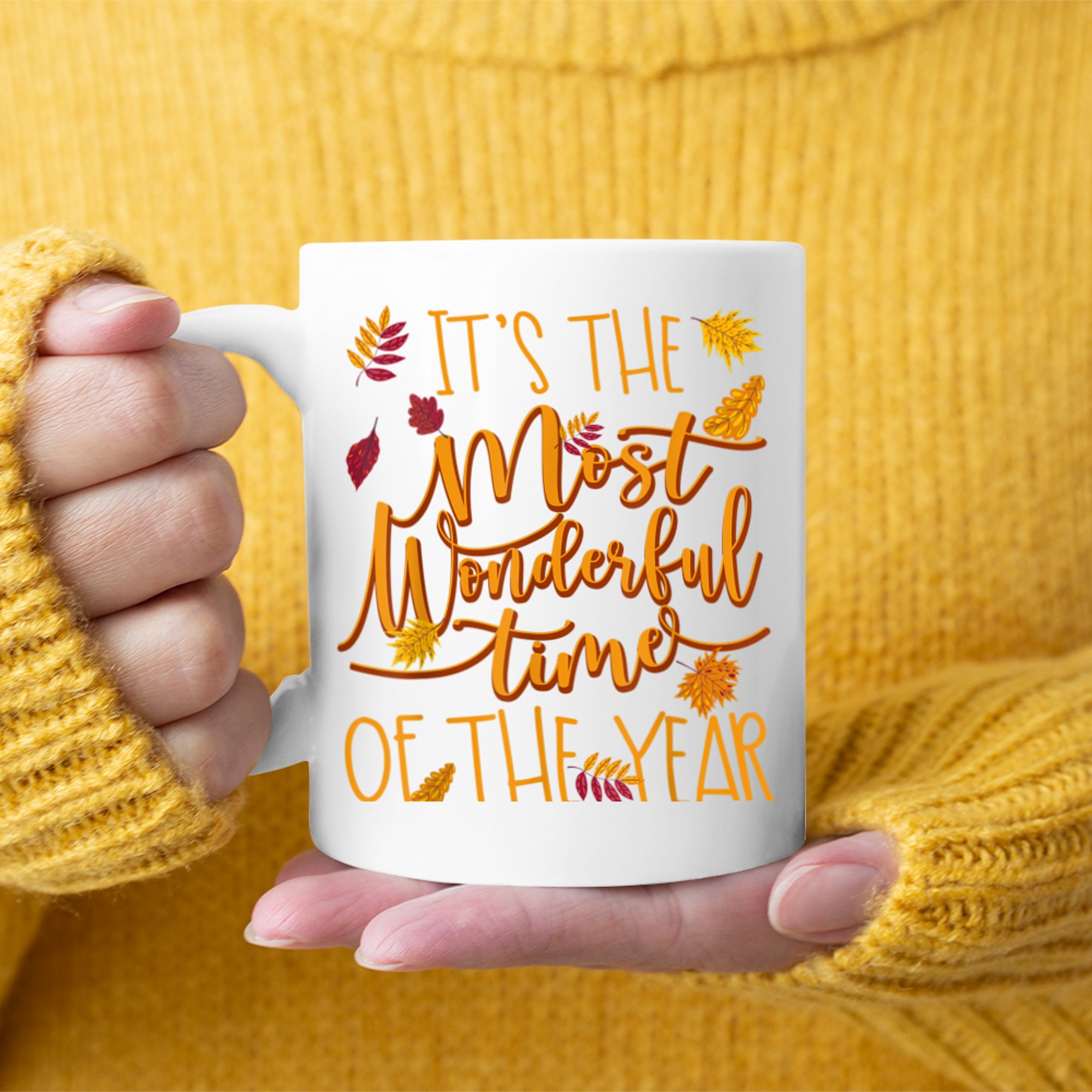 It' The Most Wonderful Autumn Time Of The Year Fall Leaves mug white