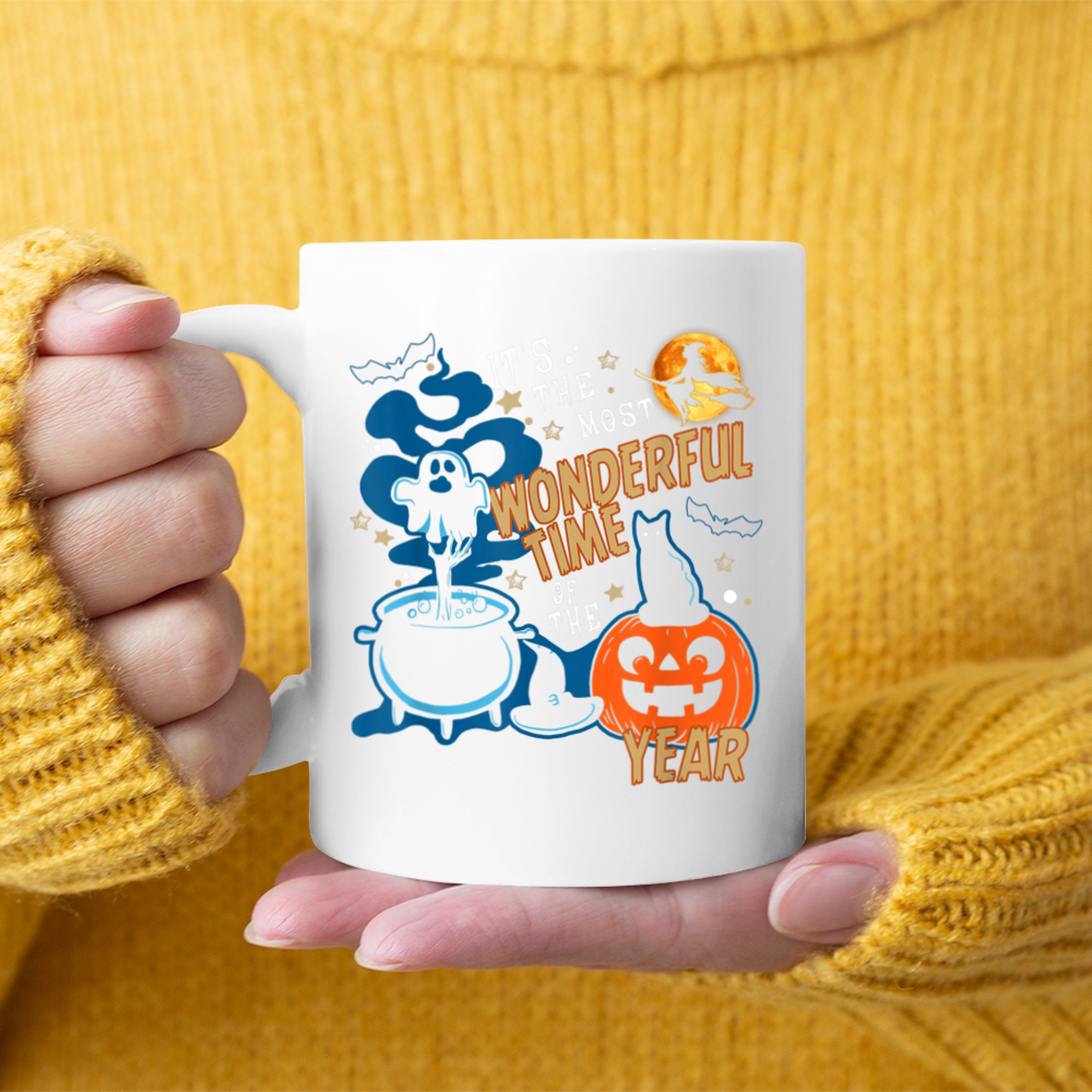 It's The Most Wonderful Time Of The Year Black Cat Halloween (16) mug white