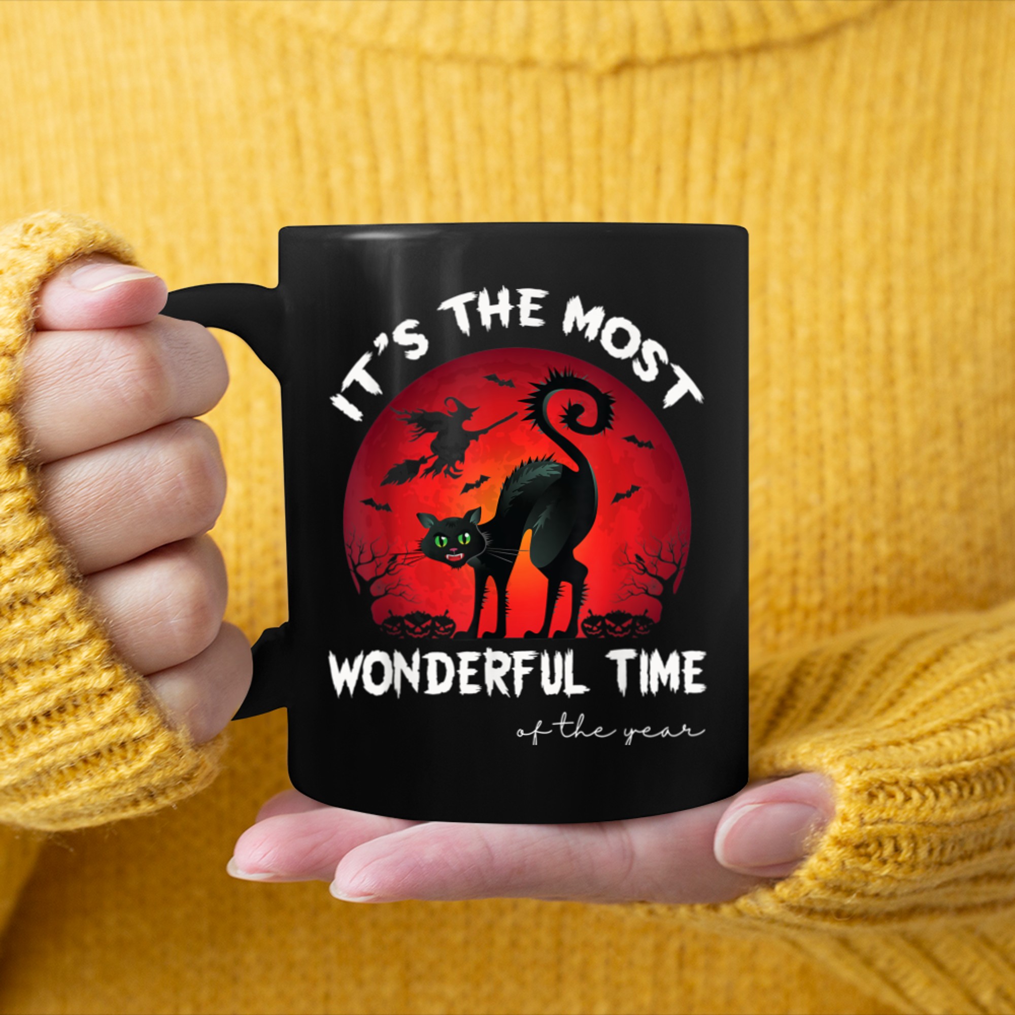 It's The Most Wonderful Time Of the Year Black Cat Halloween (19) mug black