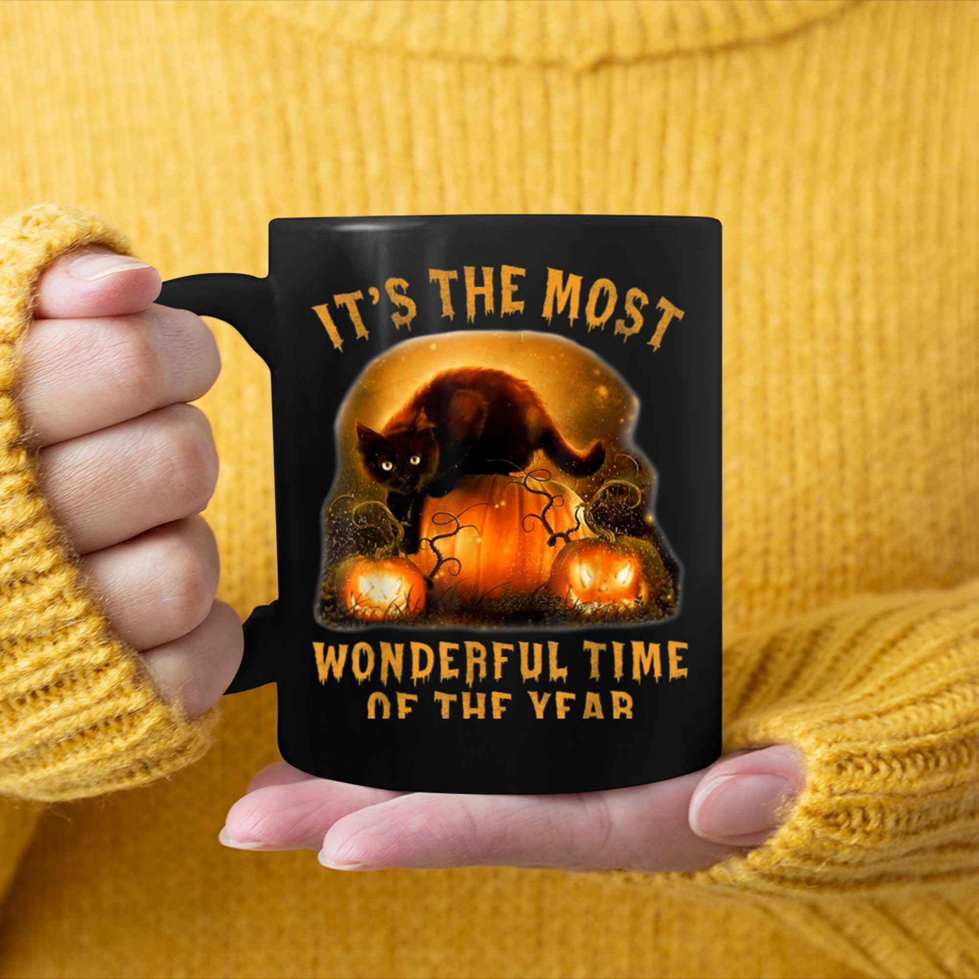 It's The Most Wonderful Time Of The Year Black Cat Halloween (21) mug black