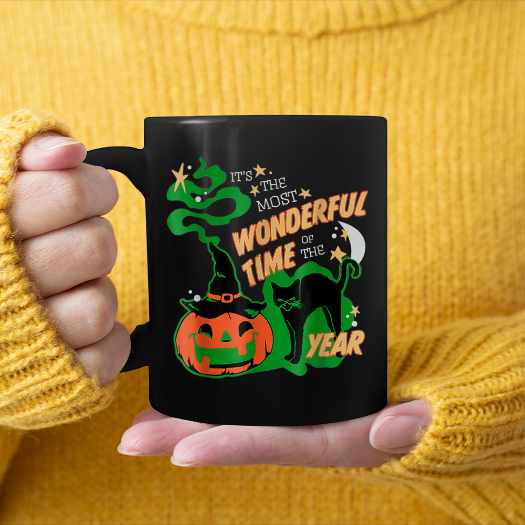 It's The Most Wonderful Time Of The Year Black Cat Halloween (27) mug black