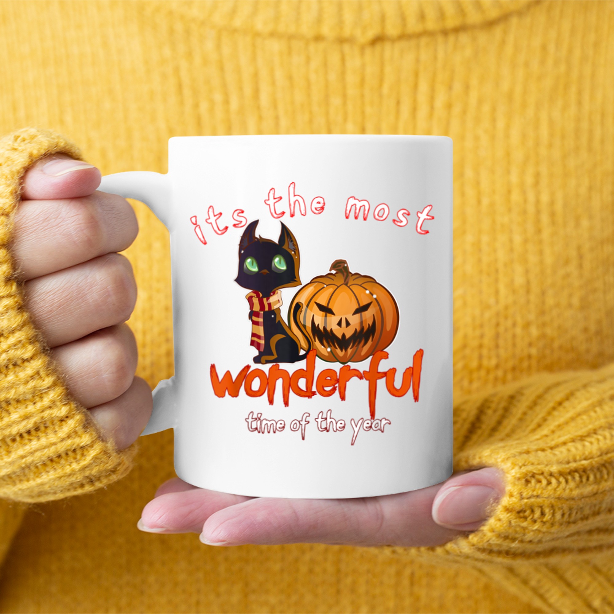 It's the most wonderful time of the year black cat halloween (30) mug white