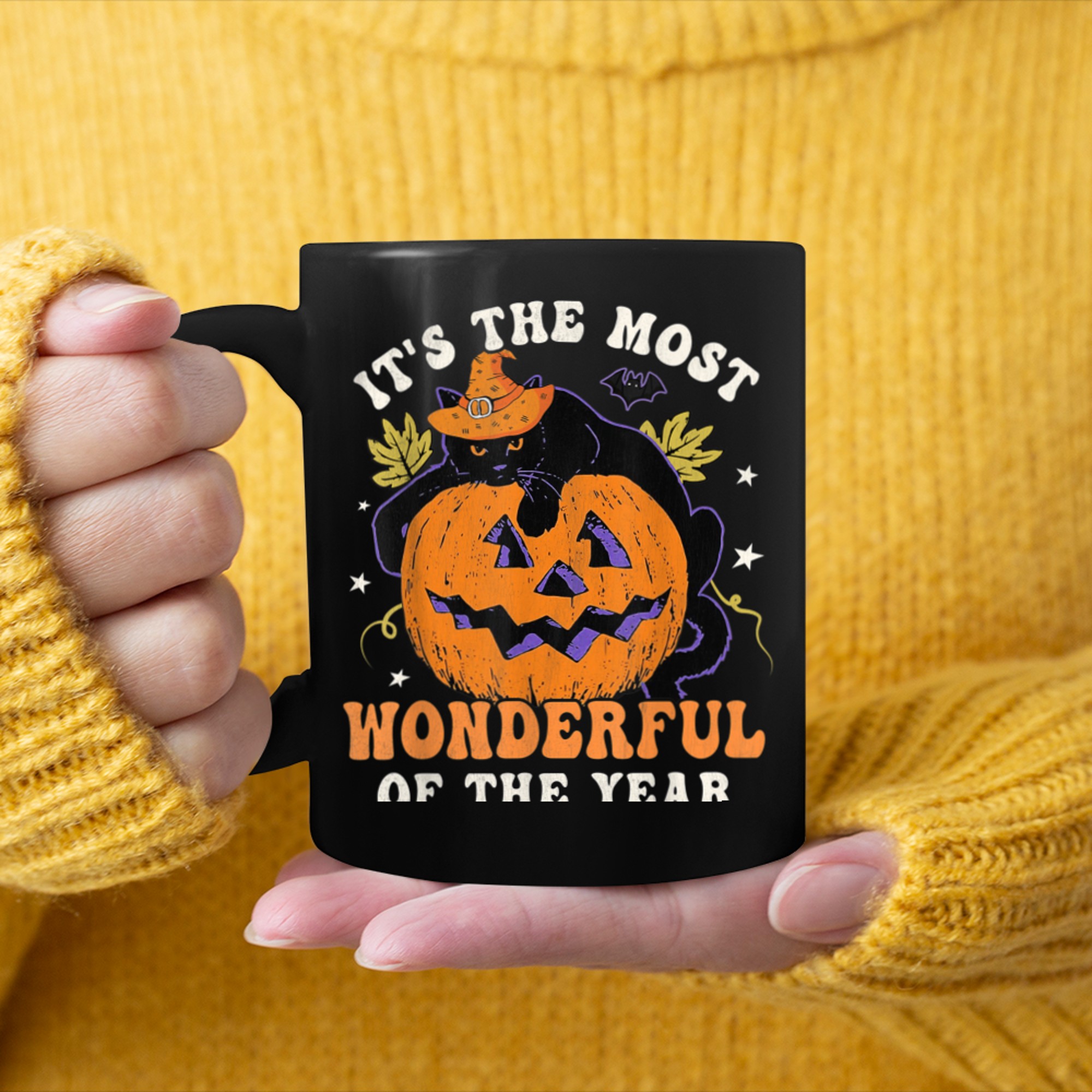 It's The Most Wonderful Time Of The Year Black Cat Halloween (36) mug black