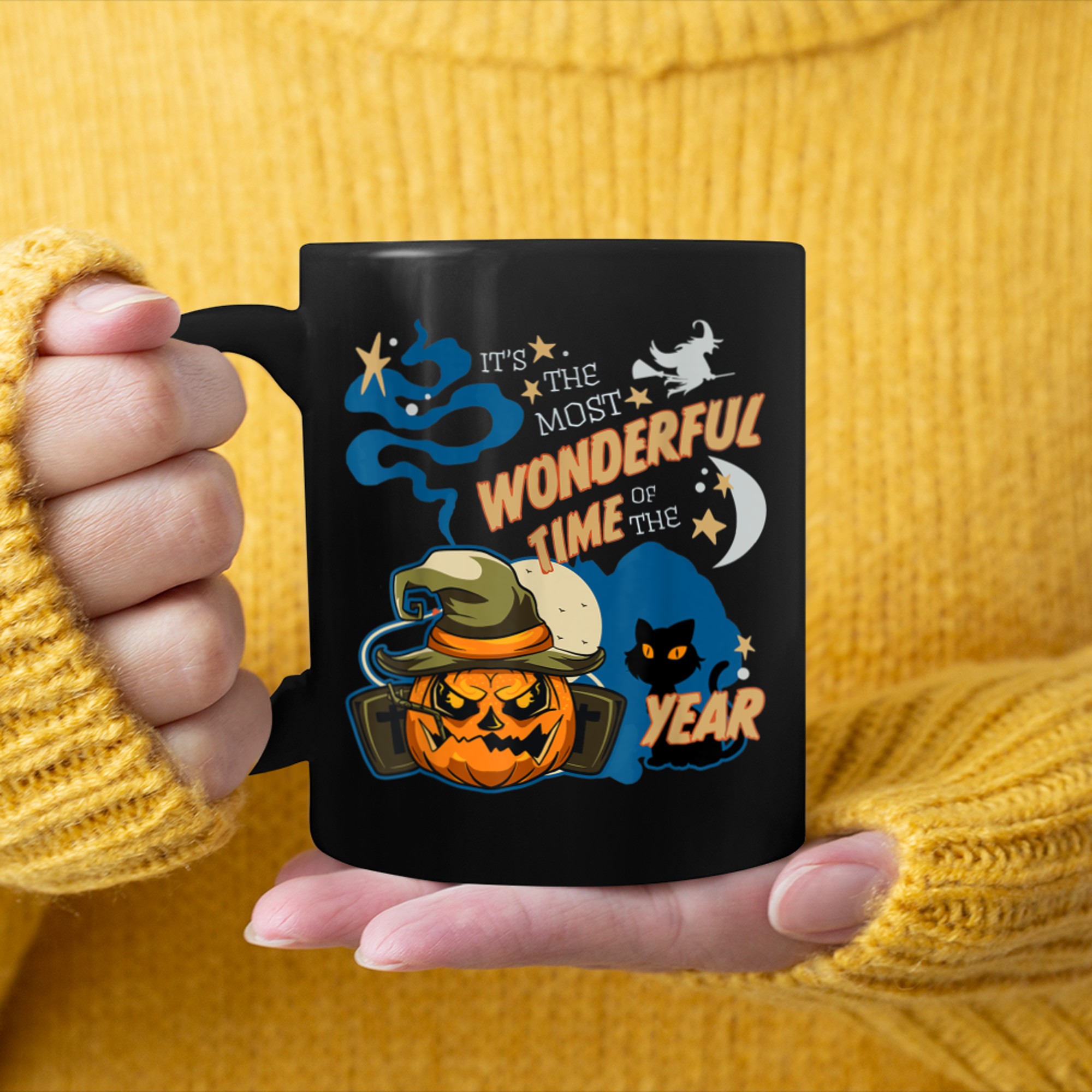 It's the Most Wonderful Time of the Year black cat Halloween mug black