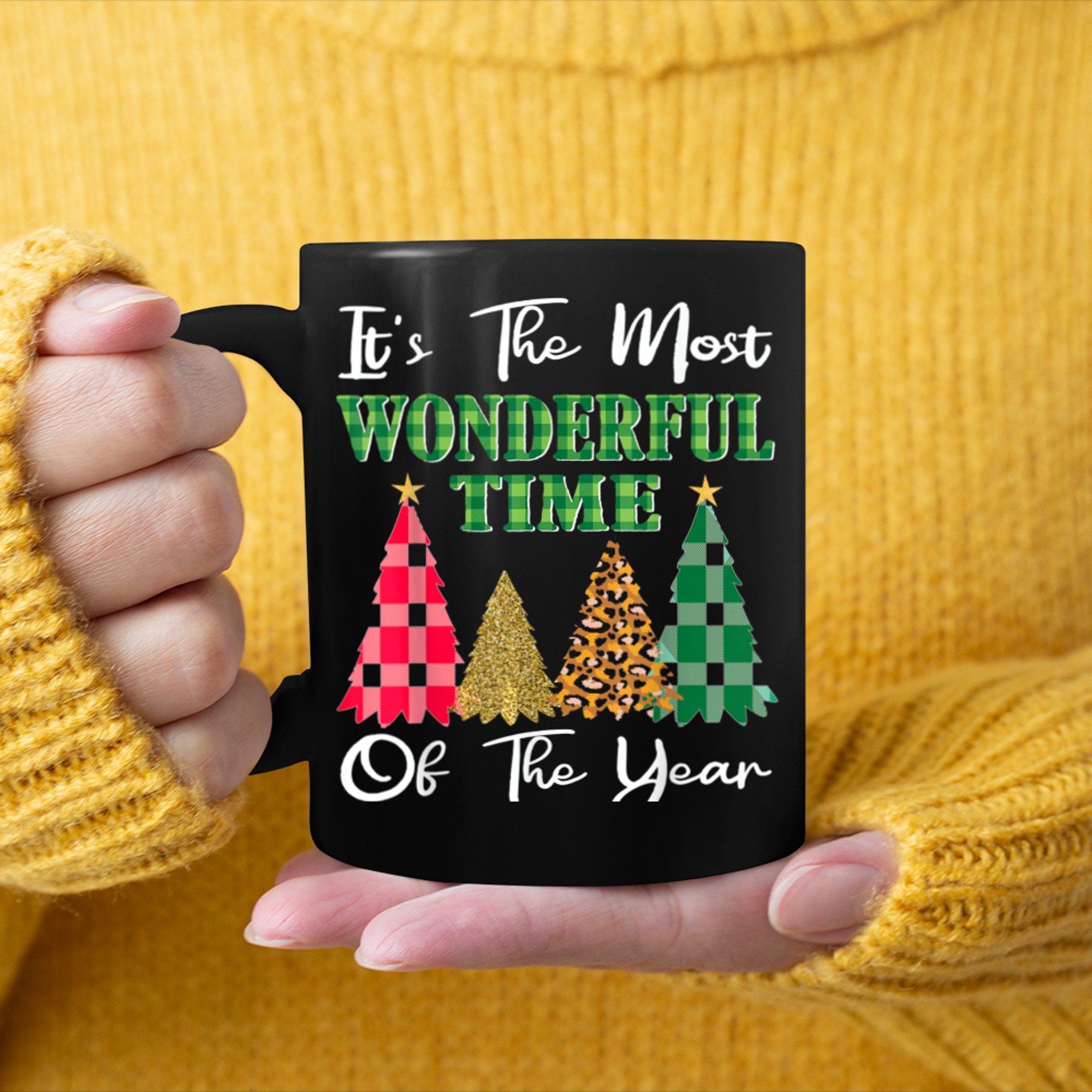 It's The Most Wonderful Time Of The Year Christmas Tree (1) mug black