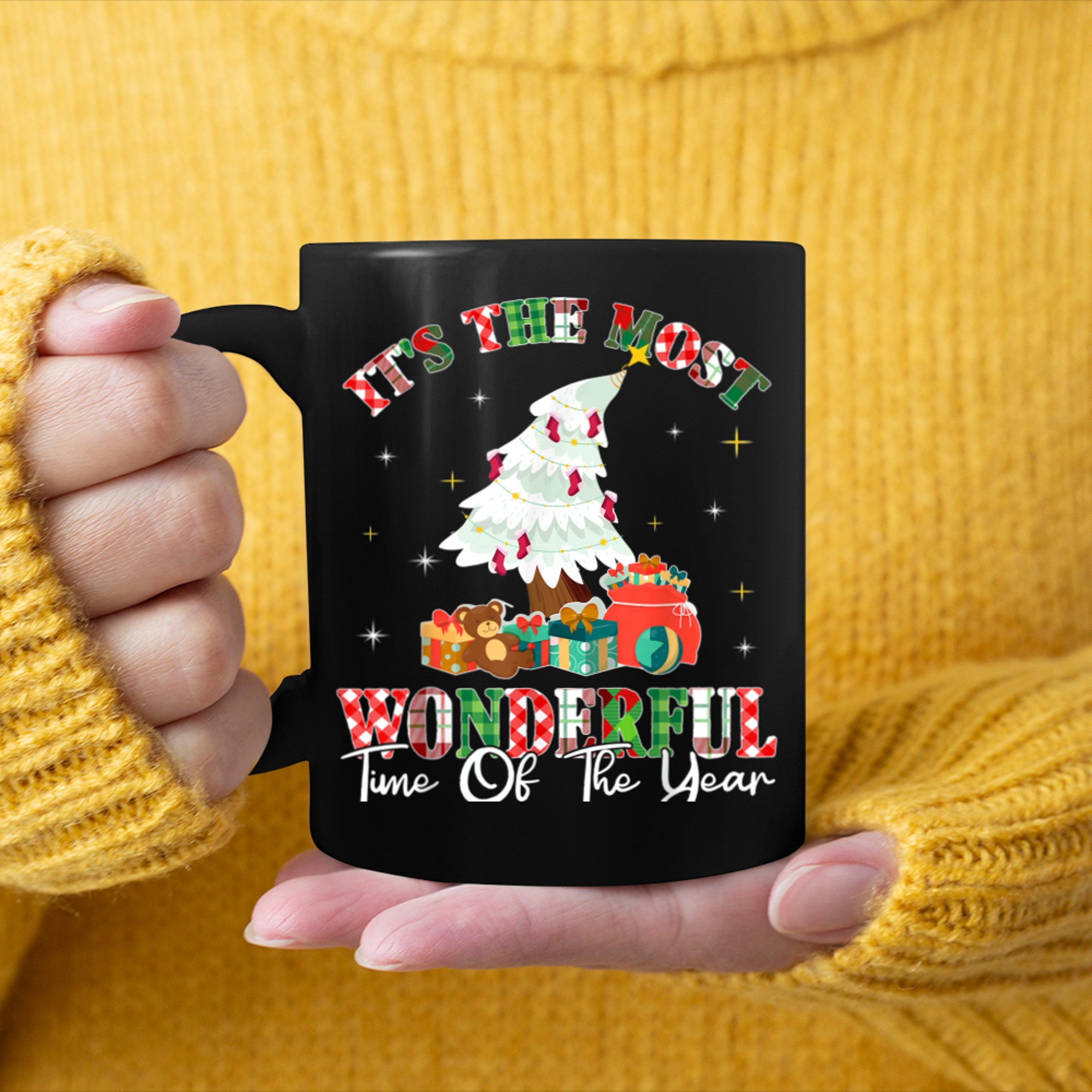 It's The Most Wonderful Time Of The Year Christmas Tree (3) mug black