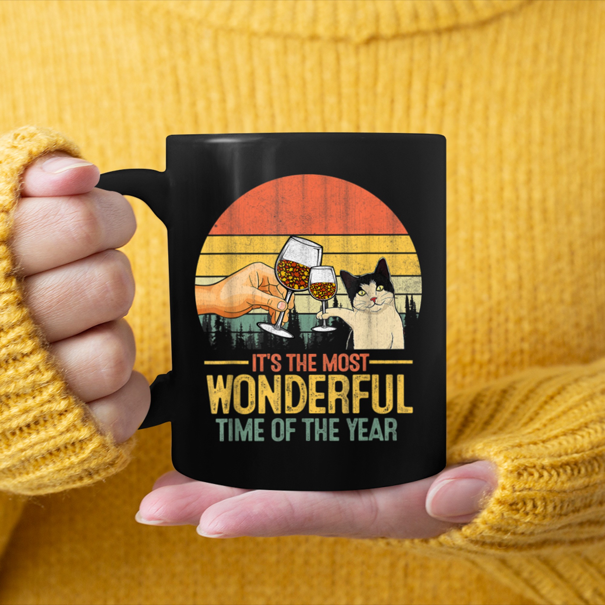 It's The Most Wonderful Time Of The Year Family Cats Autumn (2) mug black