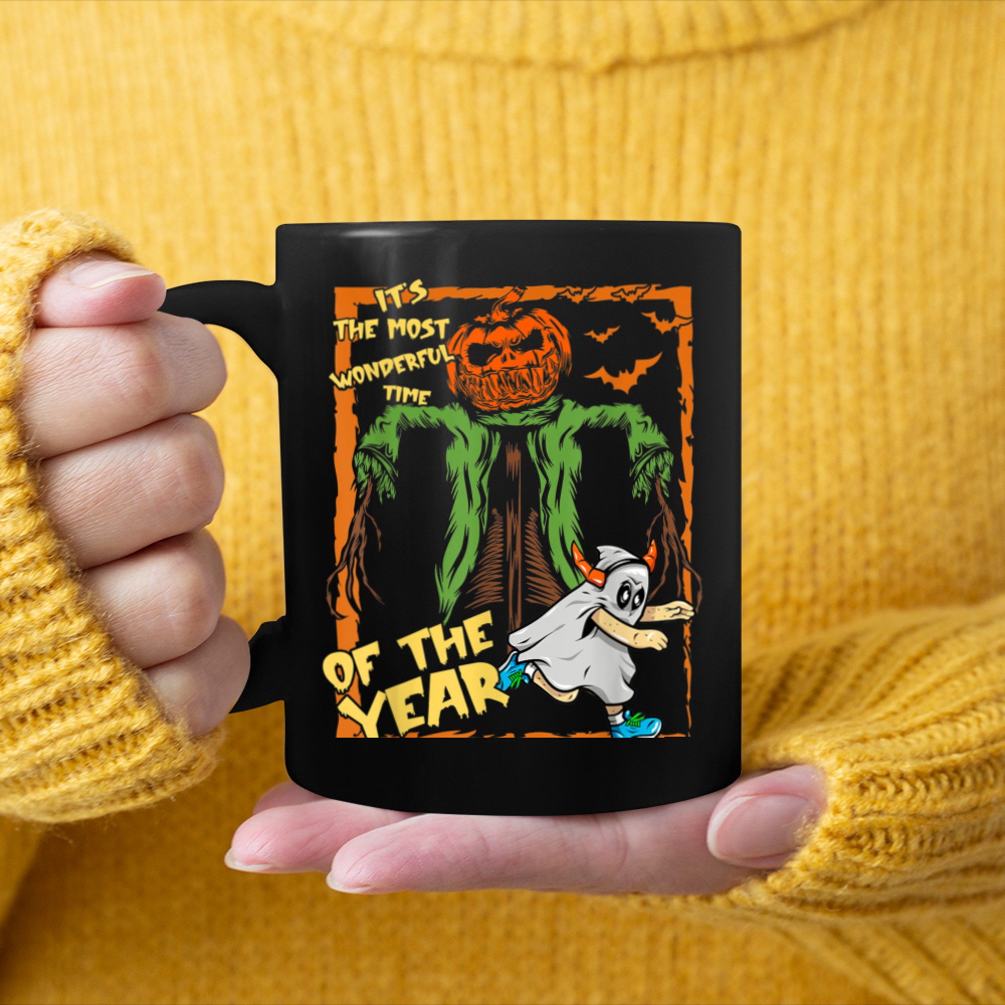 It's the Most Wonderful Time of the Year Ghost Halloween mug black