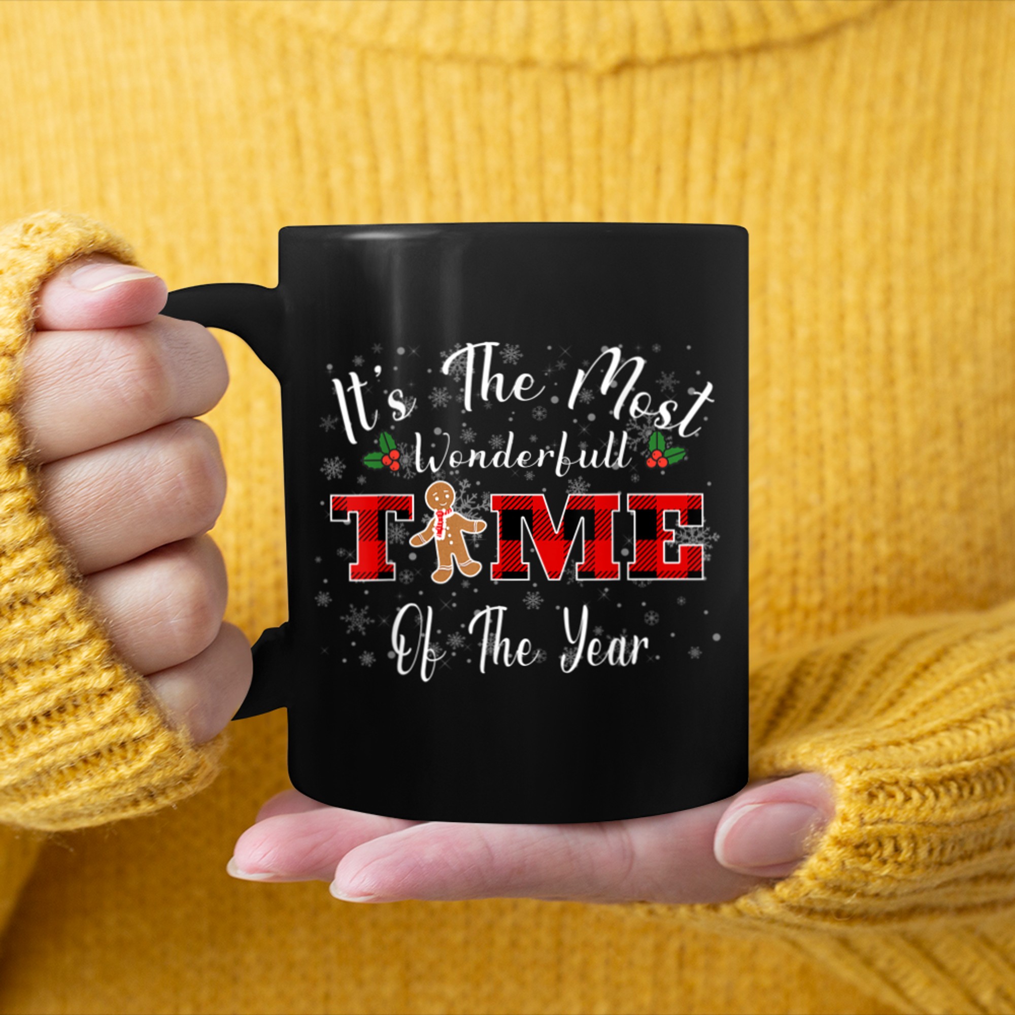 It's The Most Wonderful Time Of The Year Gingerbread Pj Xmas mug black