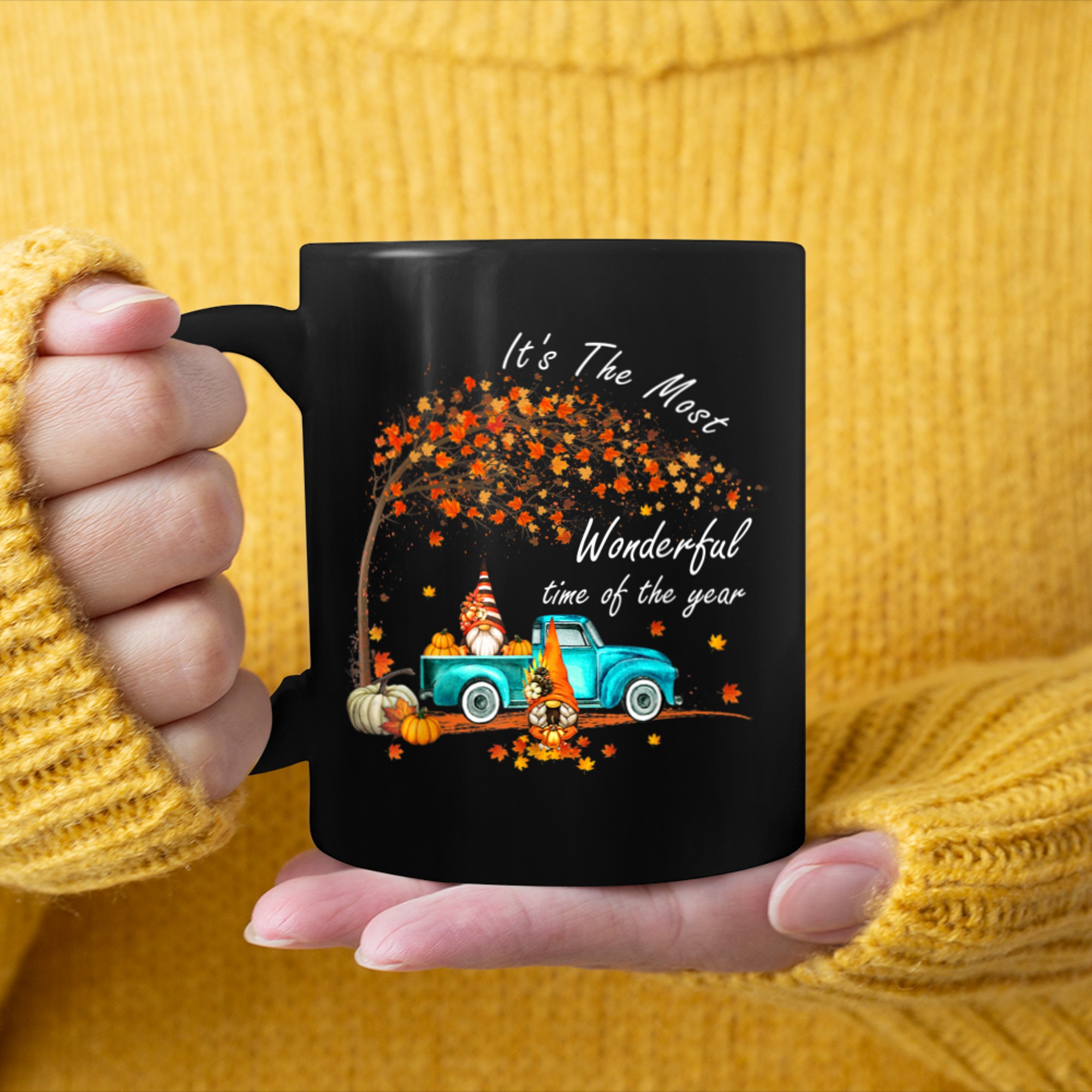 It's The Most Wonderful Time Of The Year Gnomes Autumn Fall (1) mug black