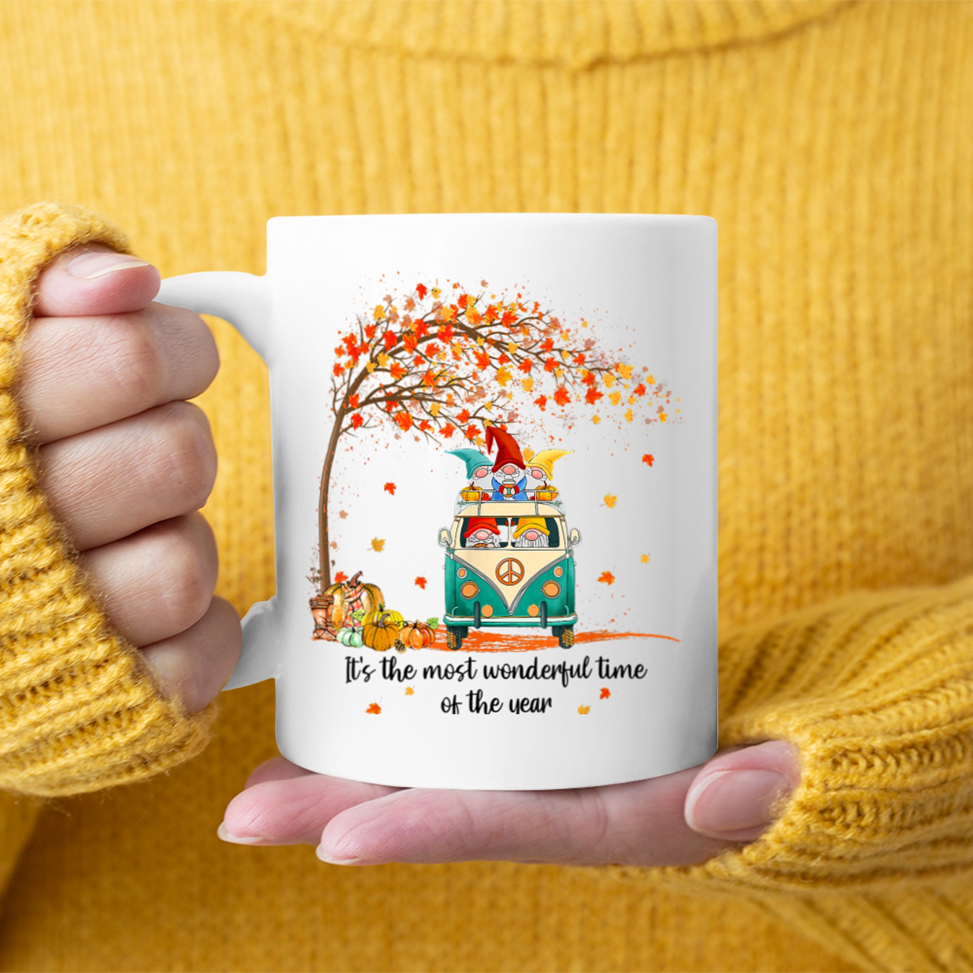 It's The Most Wonderful Time Of The Year Gnomes Autumn Fall (2) mug white