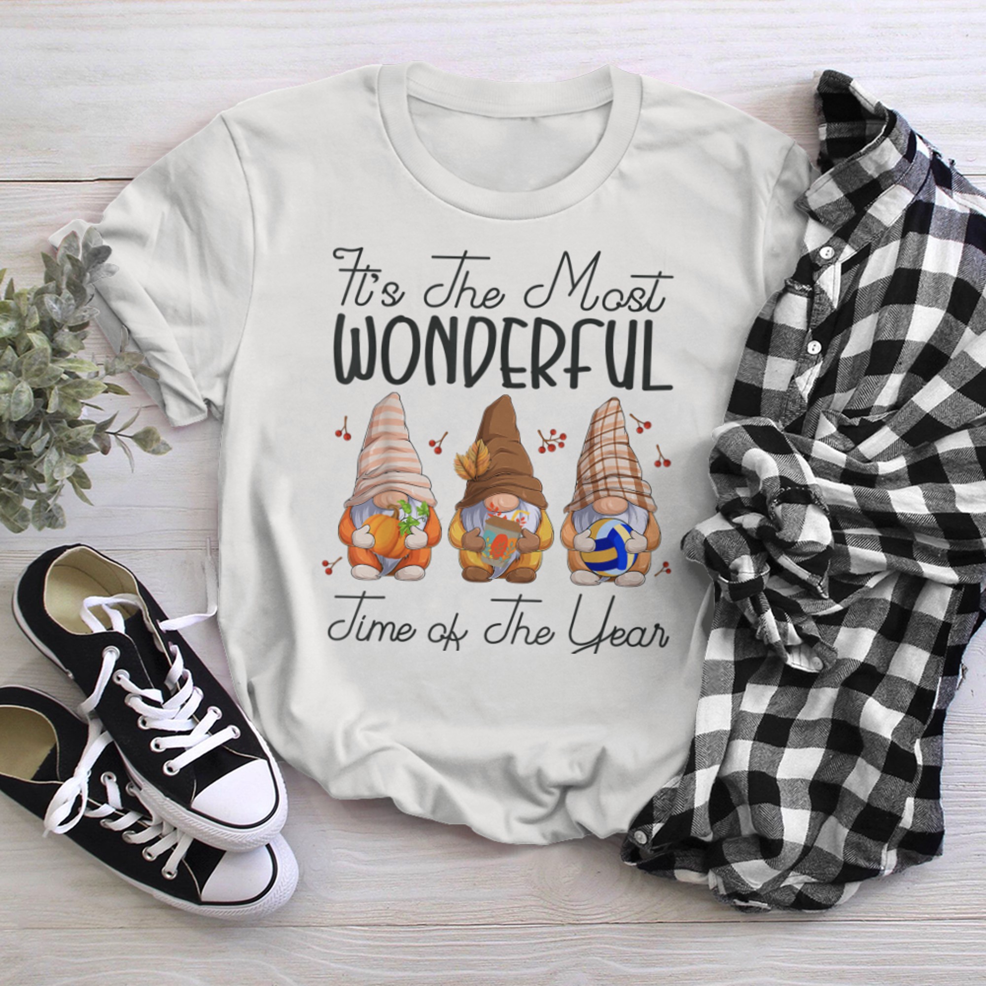 It's The Most Wonderful Time Of The Year Gnomes Volleyball t-shirt white