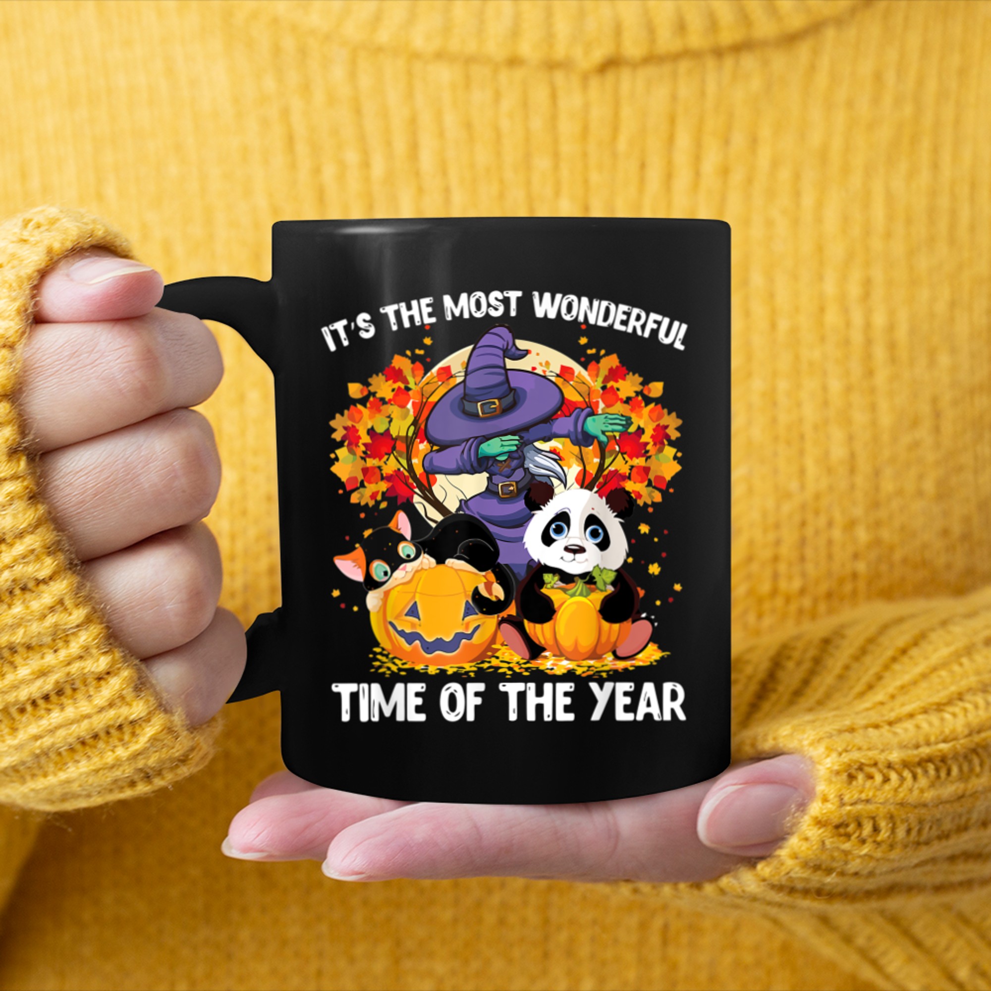 It's the Most Wonderful Time of the Year Halloween Black cat (3) mug black