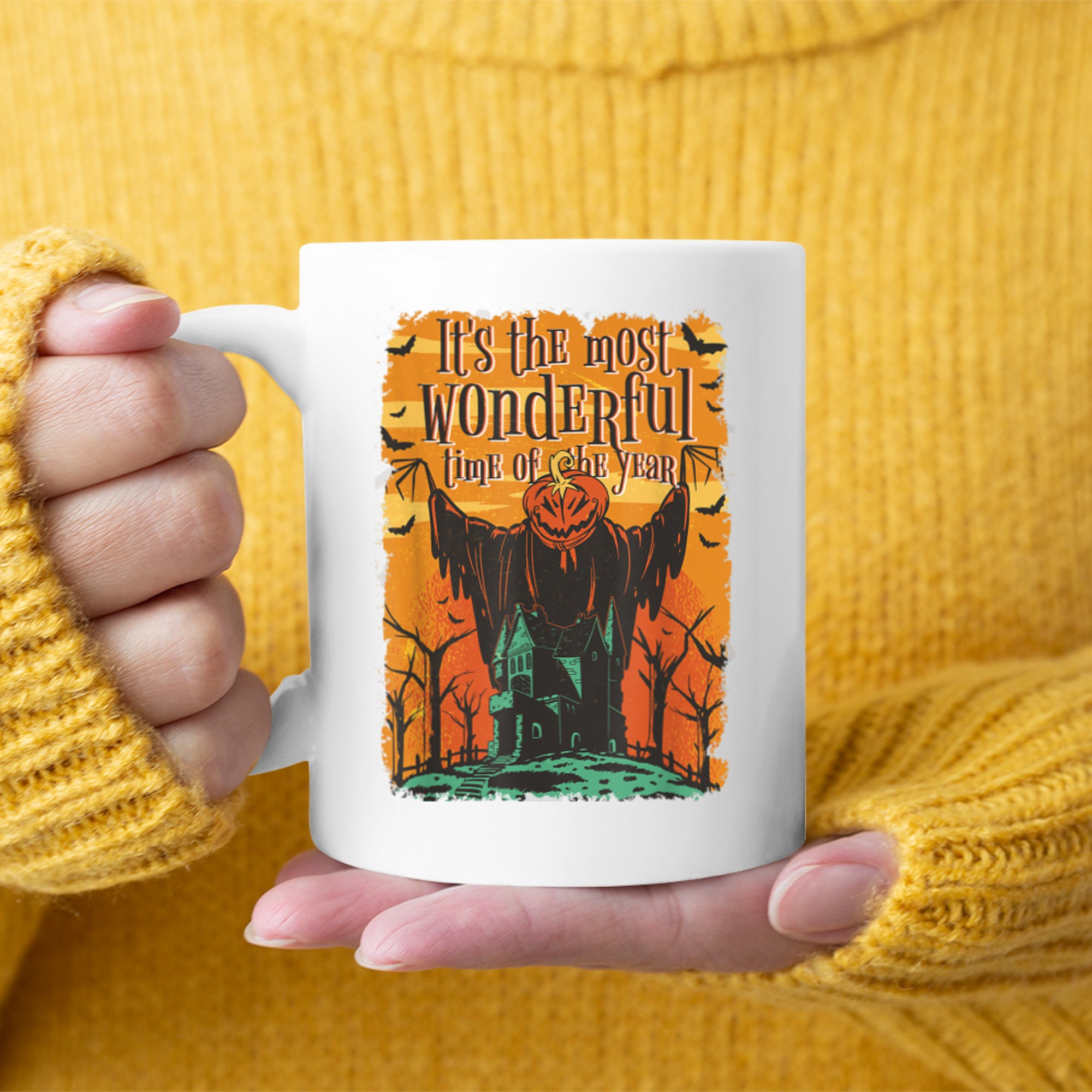 It's the Most Wonderful Time of the Year Halloween Pumpkin mug white